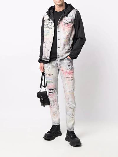 DSQUARED2 mid-rise graffiti-print straight-leg jeans outlook