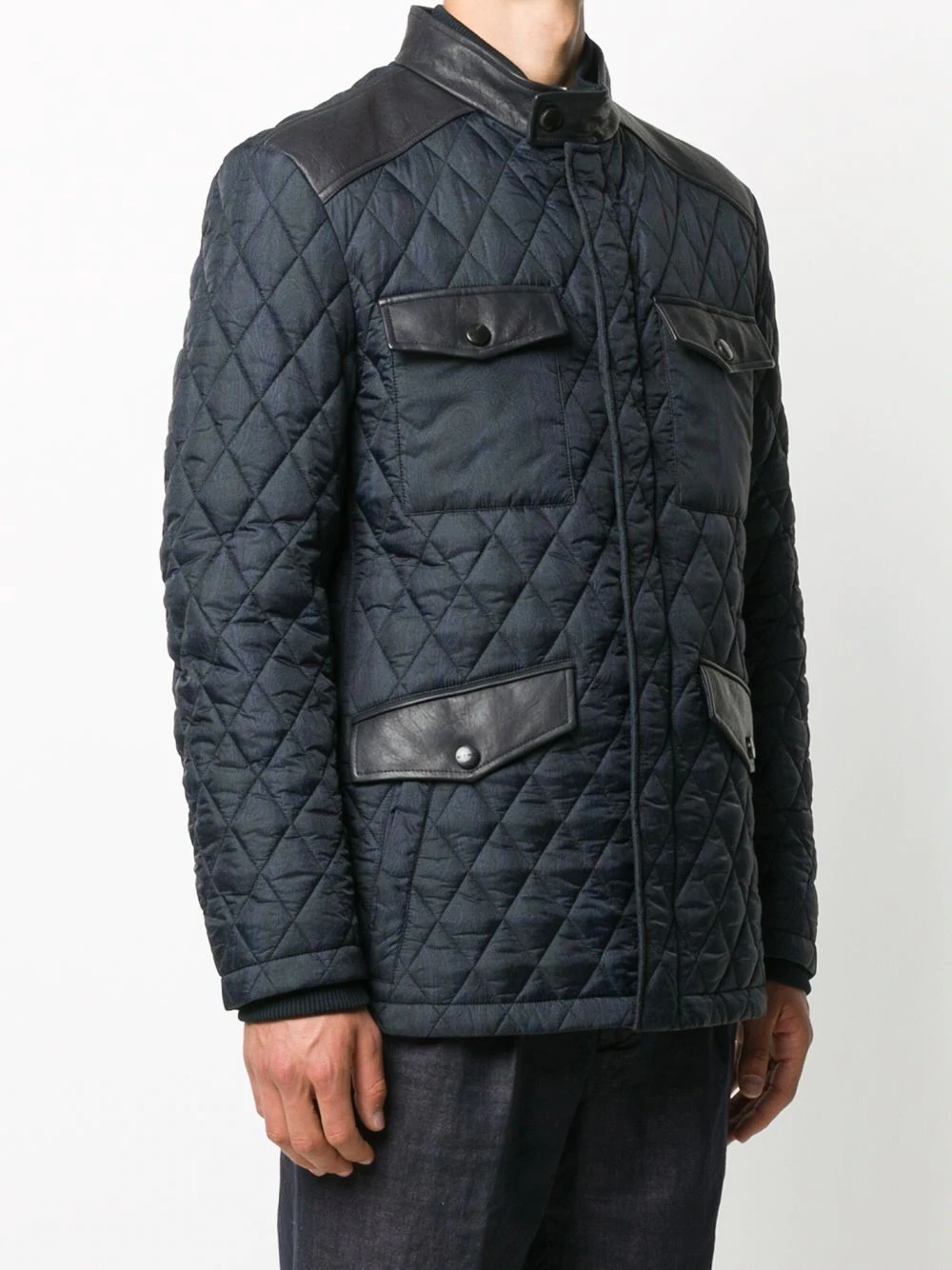 quilted single-breasted coat - 3