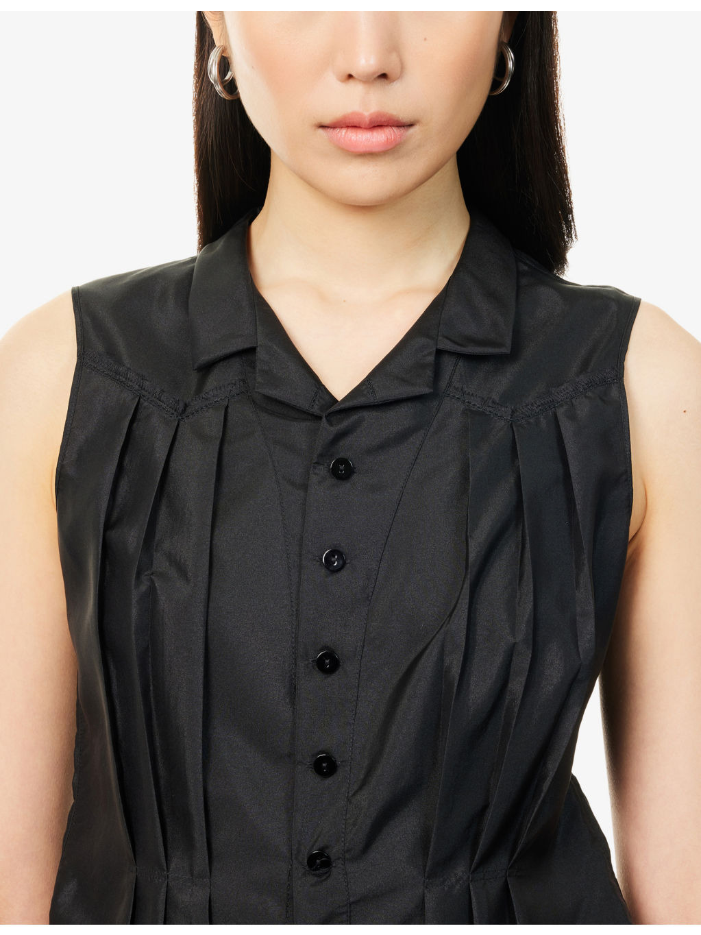 Pleated Sleeveless Woven Top - 5