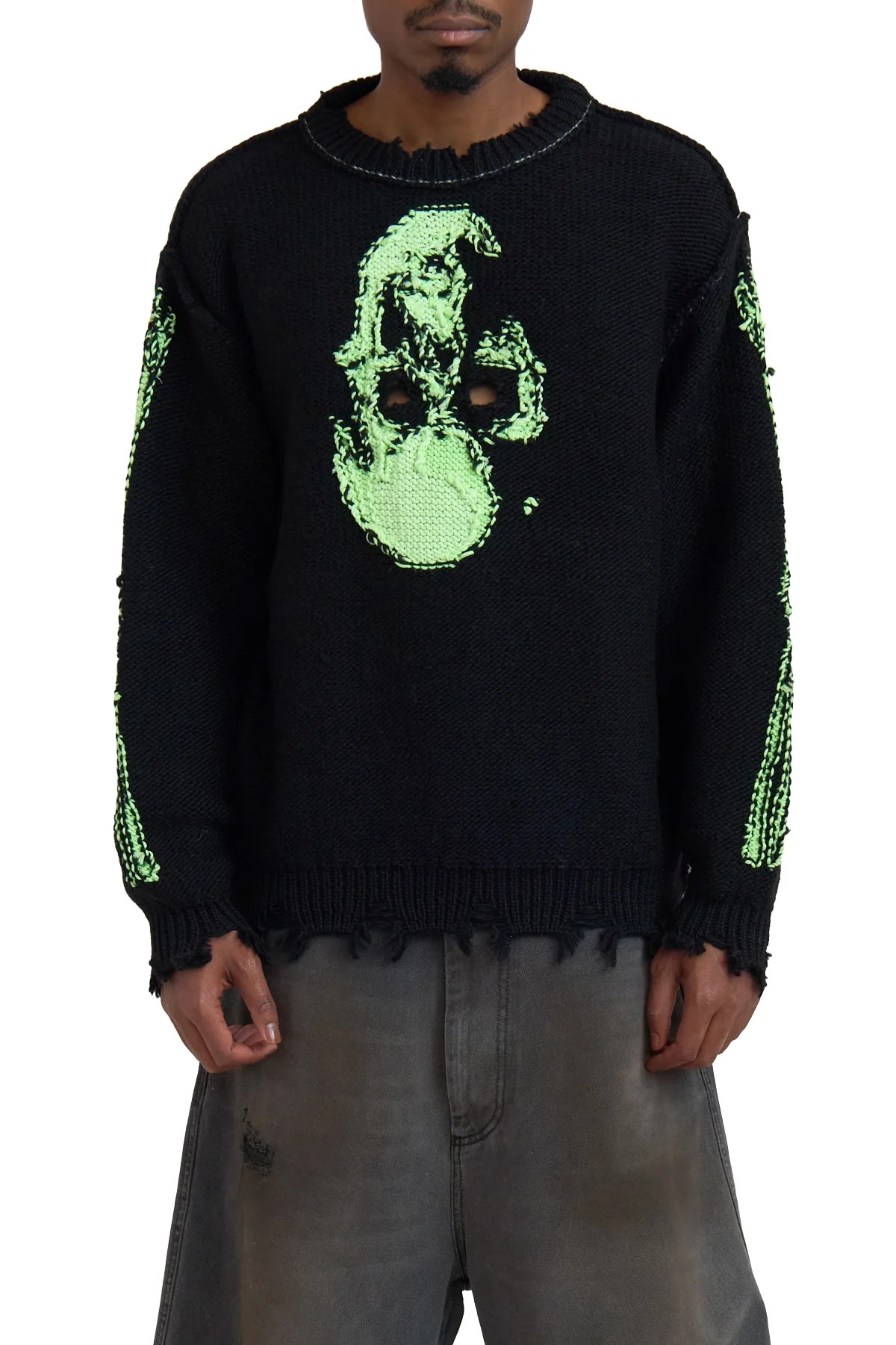 Doublet Glow-In-The-Dark Skull Knit Pullover Black - 4