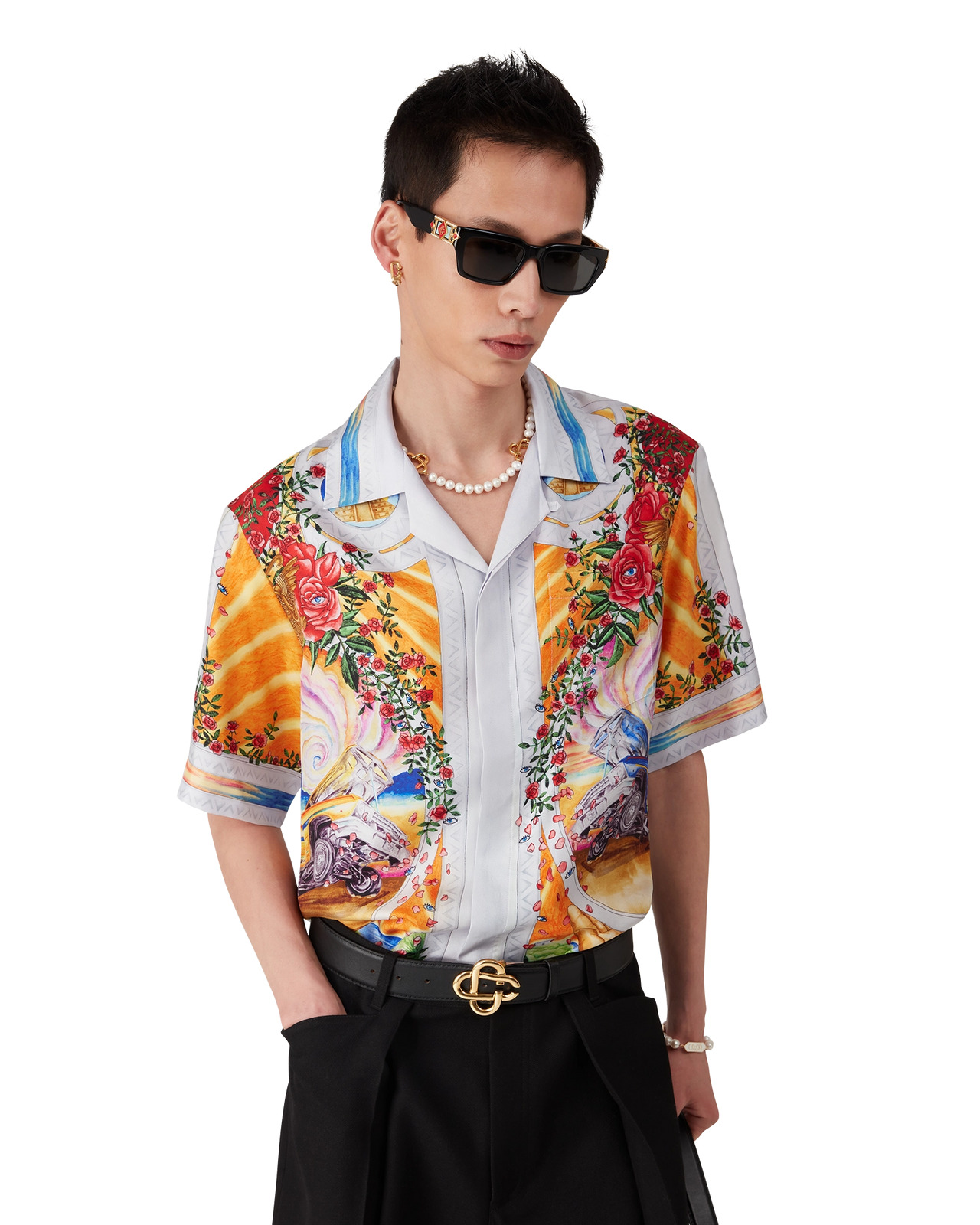 La Tornade De Rose Short Sleeve Silk Shirt | Casablanca Paris - 8