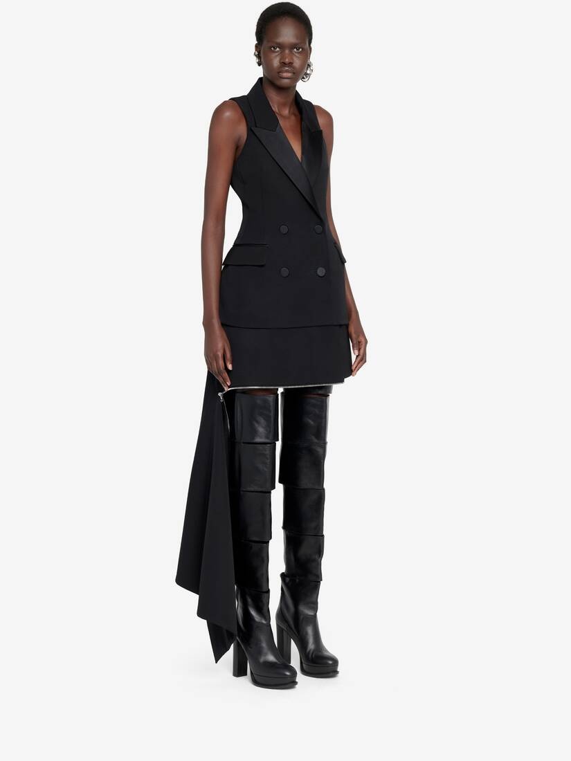 Women's Racerback Sleeveless Double-breasted Jacket in Black - 3