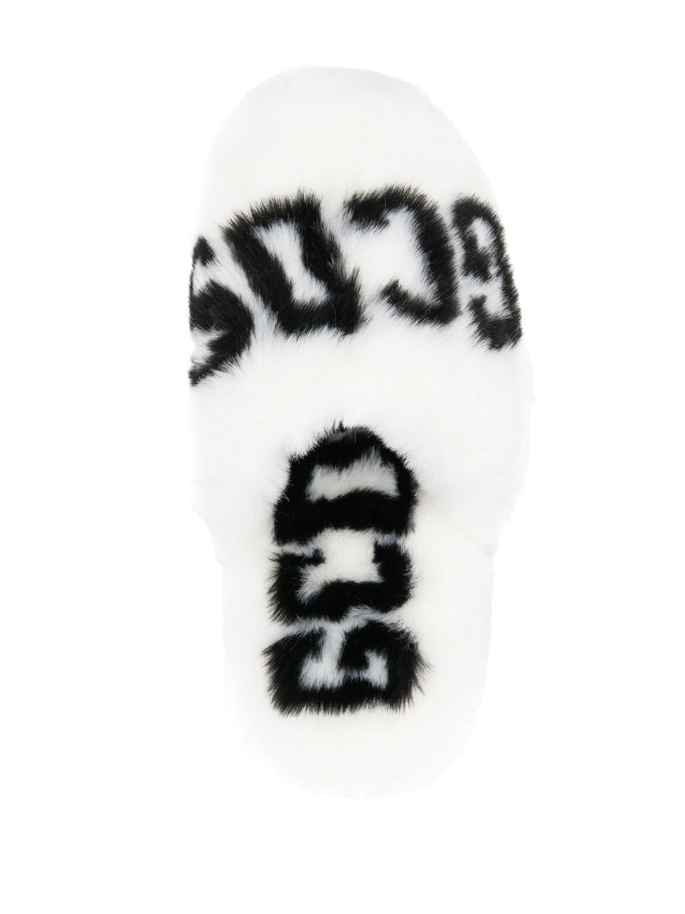 logo-print faux-fur slippers - 4