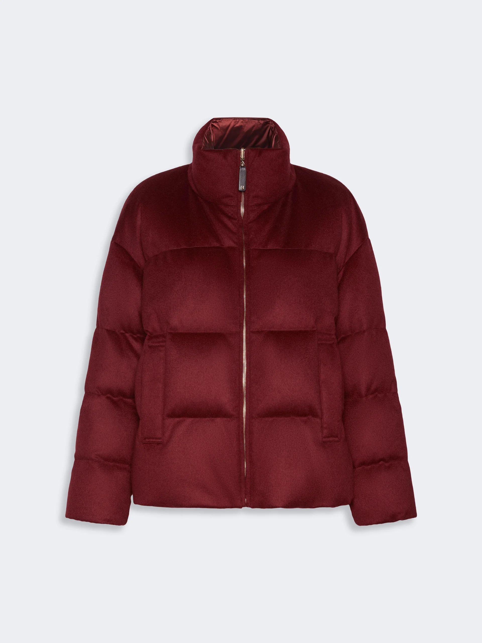 DIVINA Short reversible cashmere puffer jacket - BORDEAUX - 1