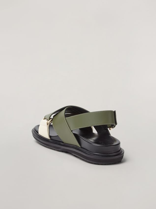 CRISS-CROSS FUSSBETT IN CALFSKIN GREEN AND WHITE - 3
