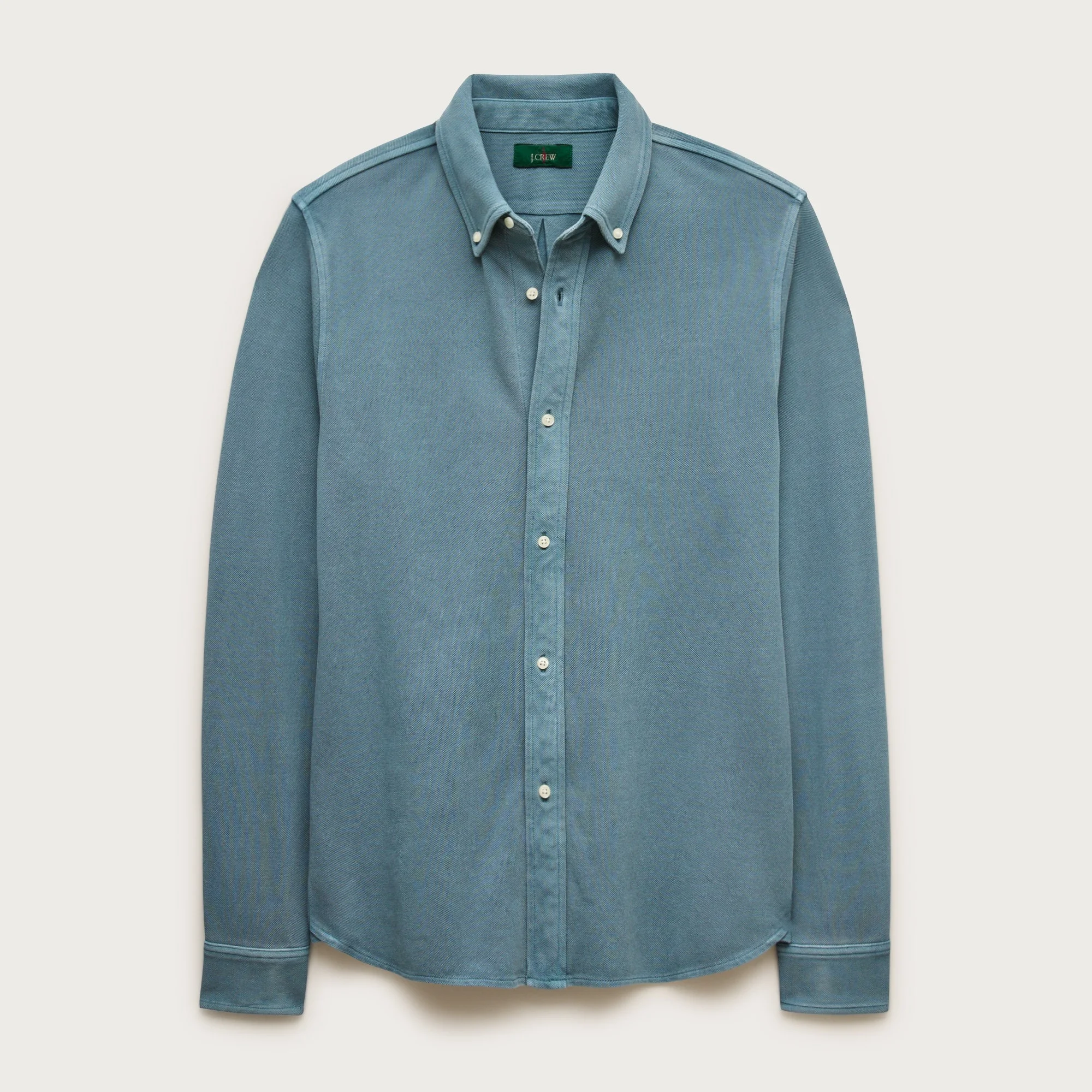 Washed piqué button-down shirt - 1