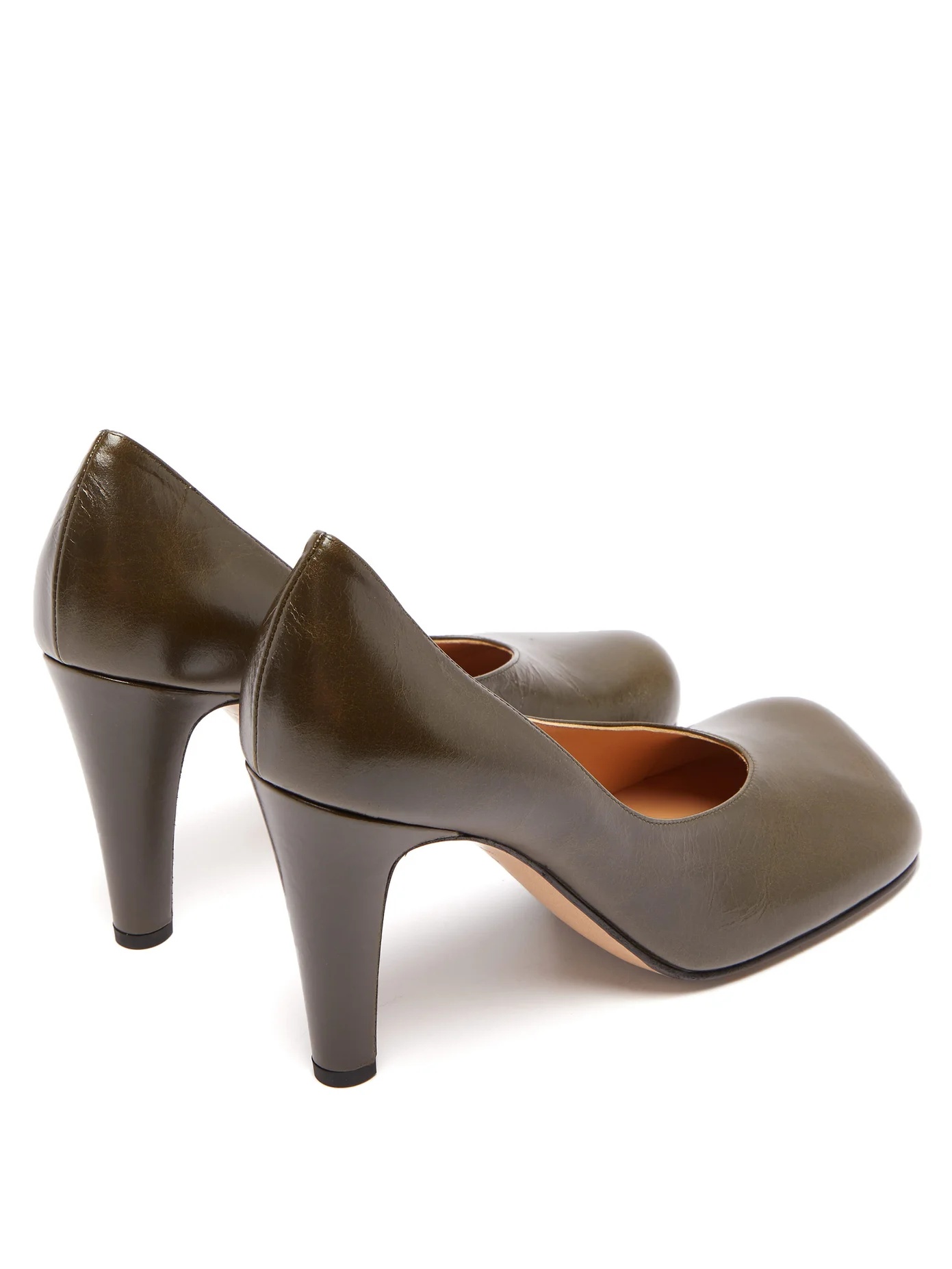 Square-toe leather pumps - 4