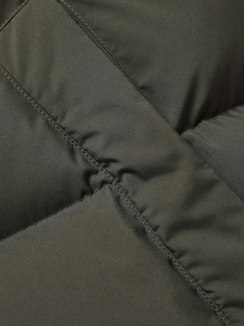 Leather-Trimmed Quilted Shell Hooded Down Jacket 3