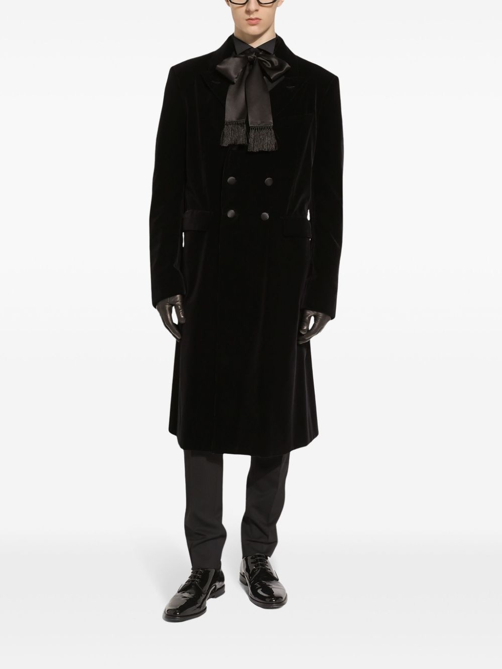 velvet double-breasted coat - 2