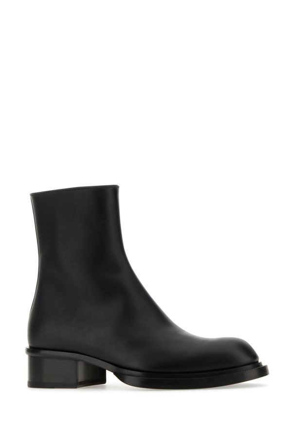 ALEXANDER MCQUEEN Black Leather Stack Ankle Boots - 2