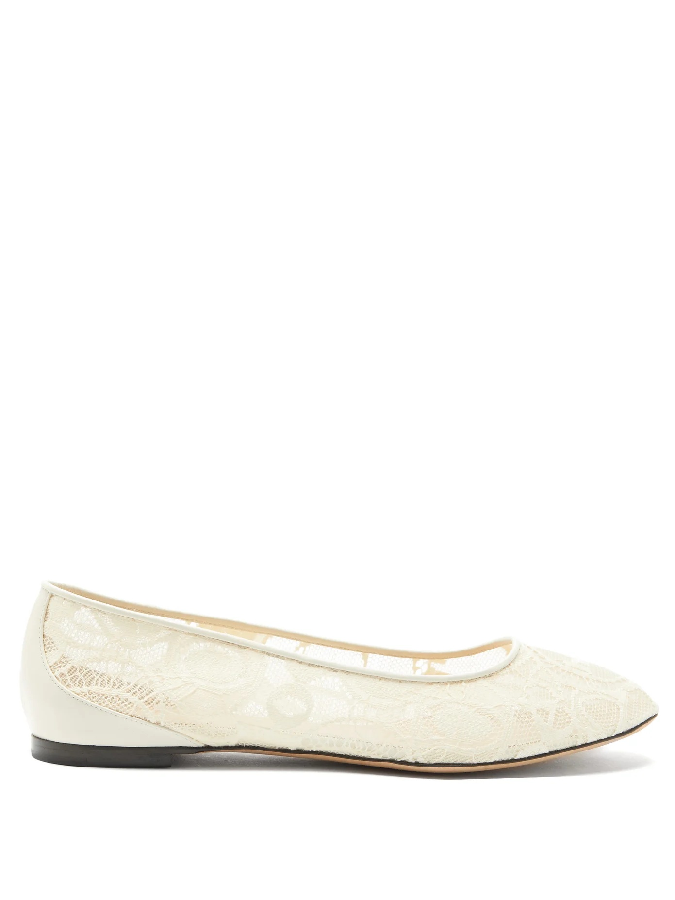 Lauren logo-lace and leather ballerina flats - 1