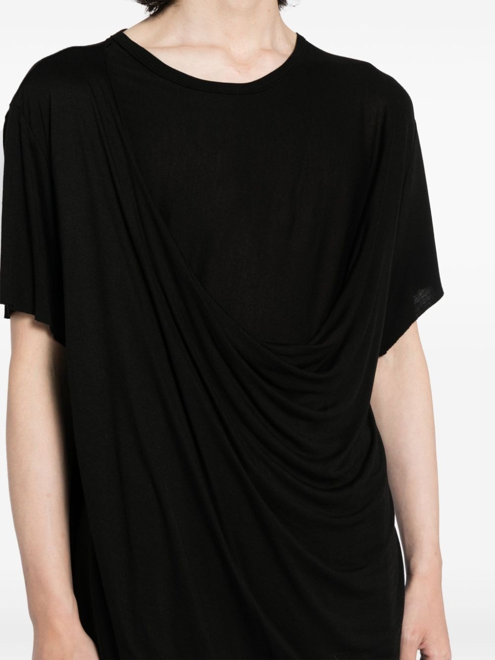 draped round-neck T-shirt - 5
