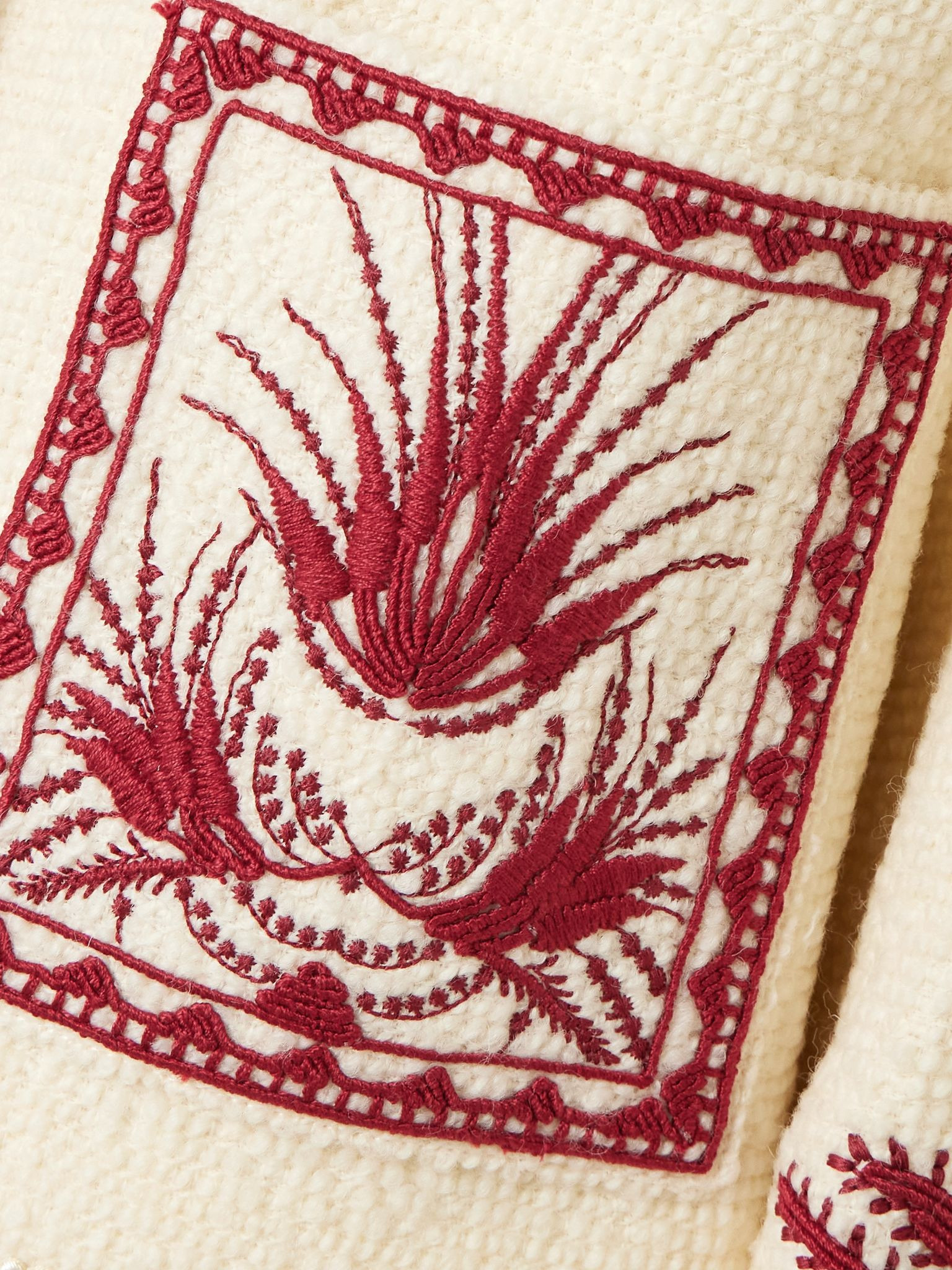 Embroidered wool-bouclé jacket Cream - 5
