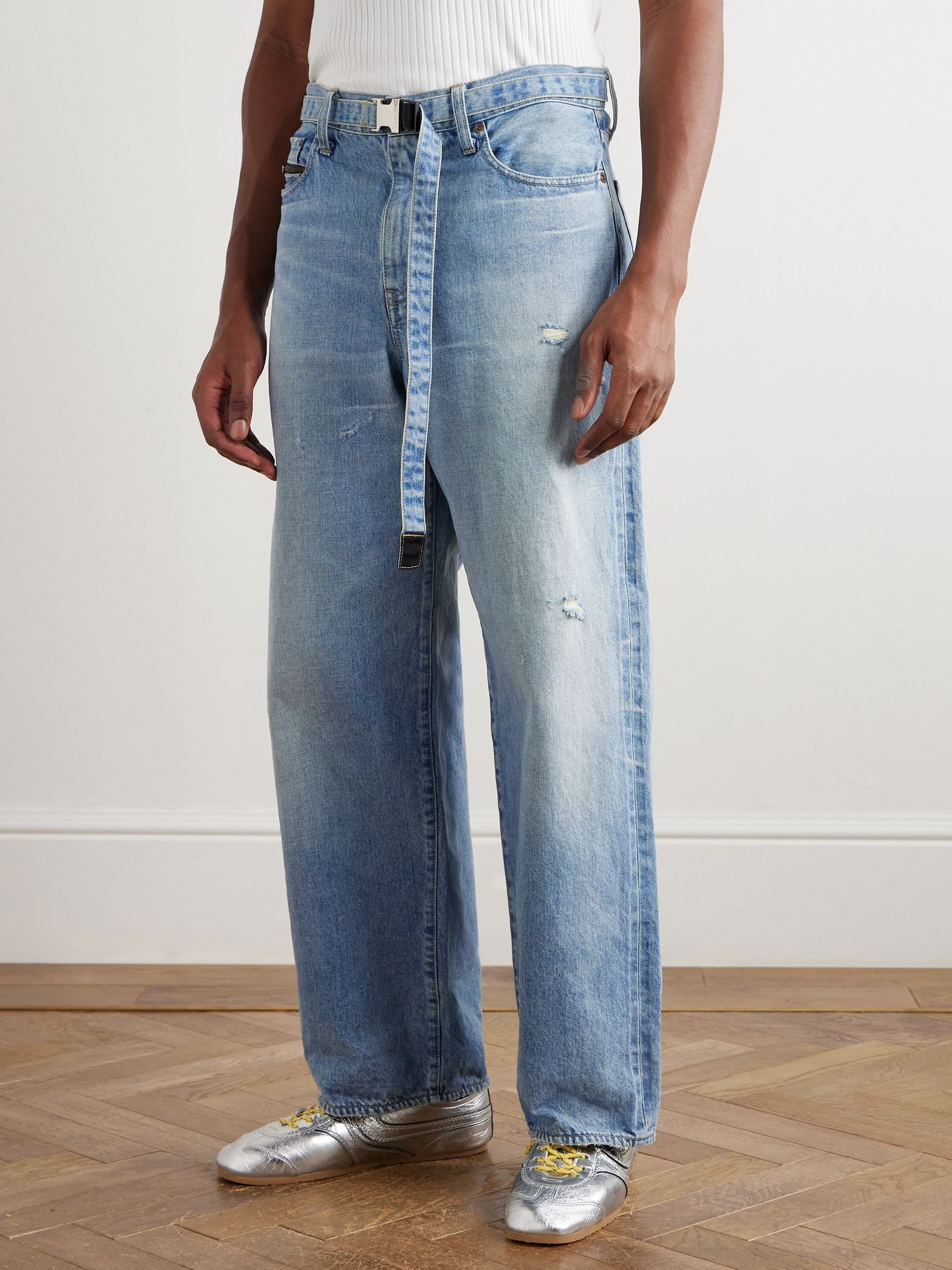+ BEYONDEXX Straight-Leg Belted Jeans Blue - 3