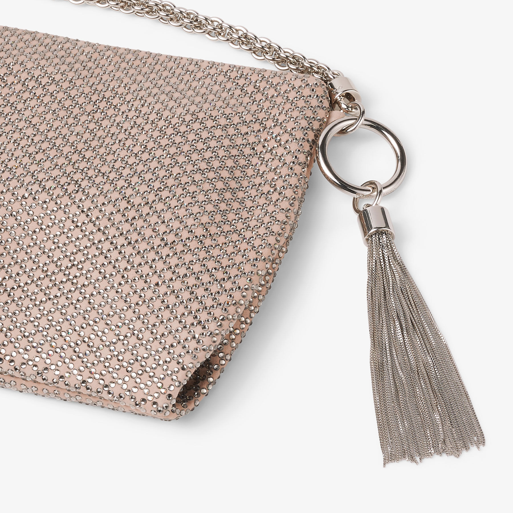Callie
Ballet Pink Suede Clutch Bag with Diamond Motif and Crystal Hotfix - 3