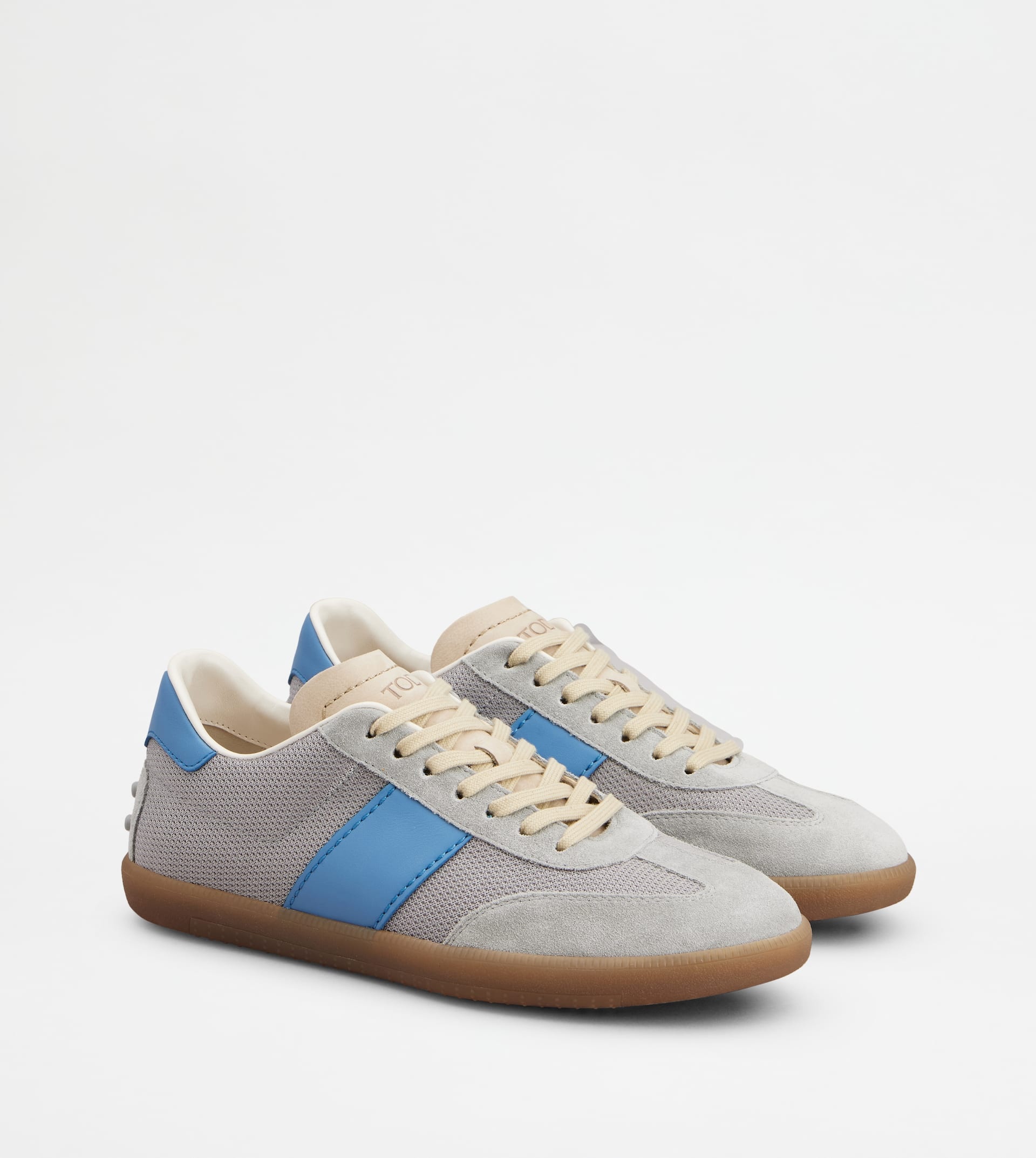 TOD'S TABS SNEAKERS IN SUEDE AND TECHNICAL FABRIC - GREY, LIGHT BLUE - 2