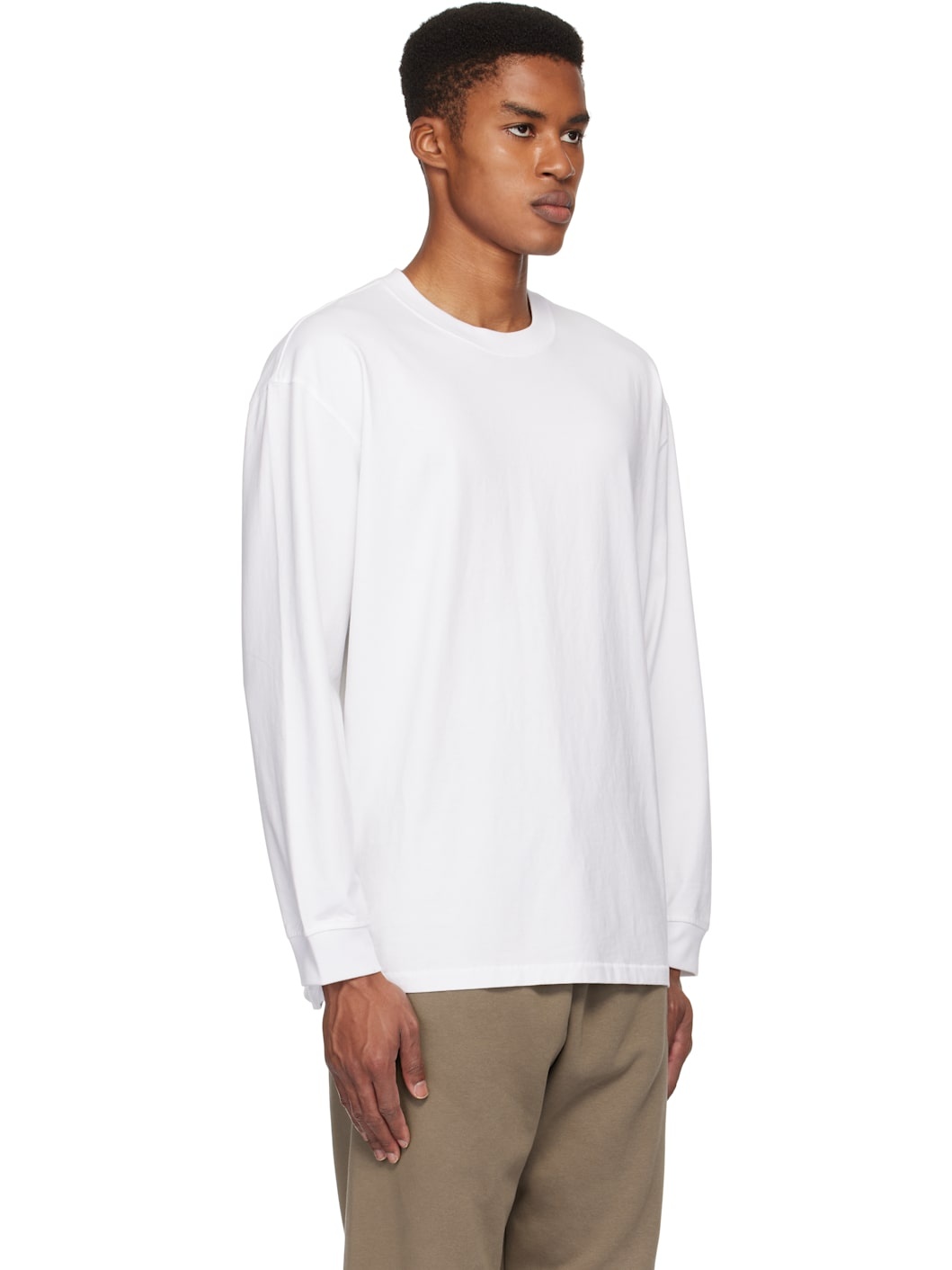 White Heavyweight Cotton Relaxed Long Sleeve T-shirt - 2