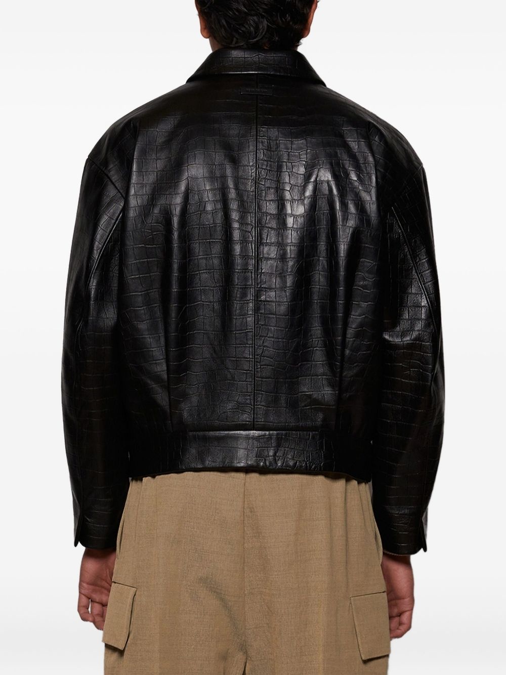 crocodile-effect zip-front jacket - 5