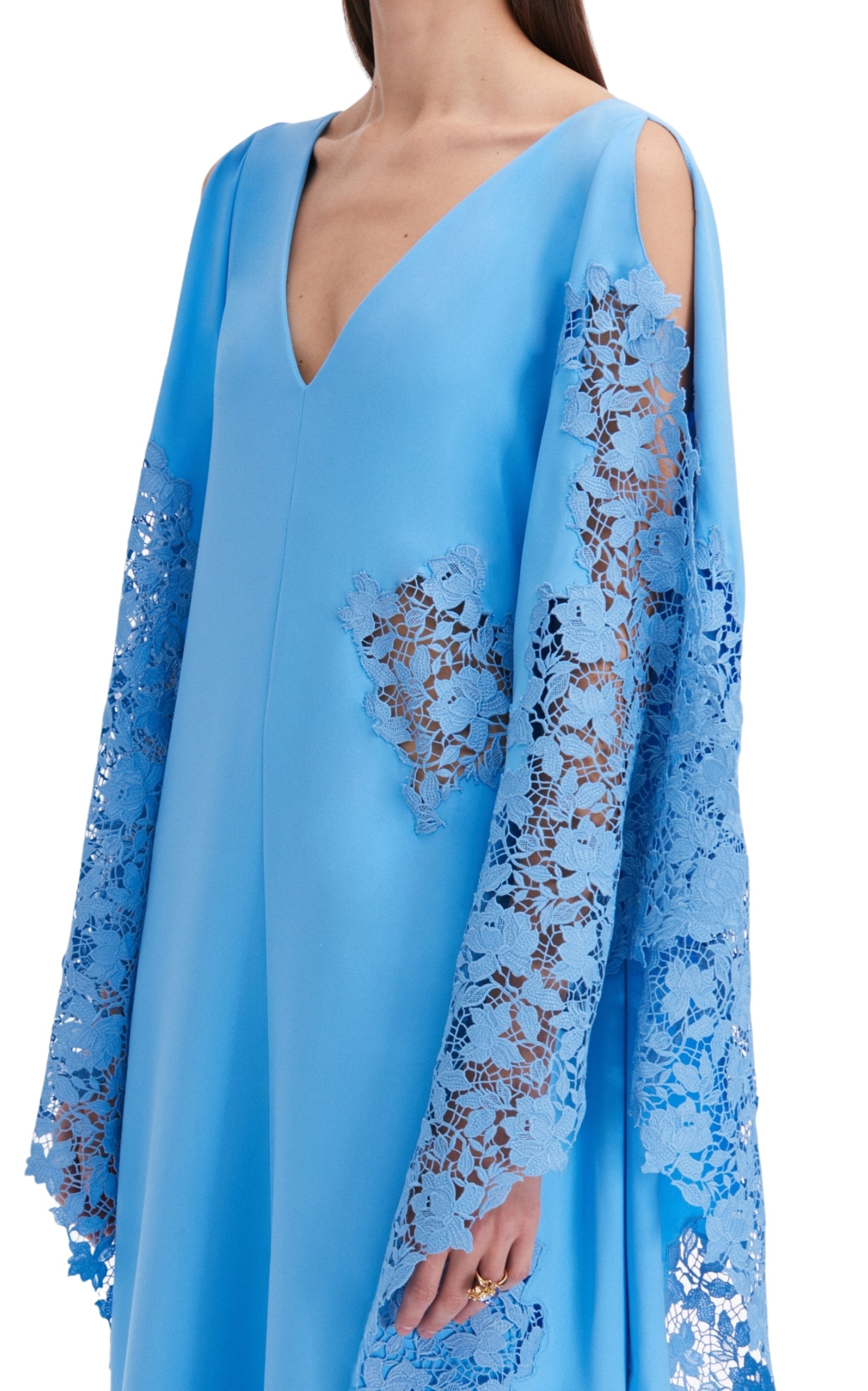 Gardenia-Lace Silk-Georgette Caftan Gown - 5