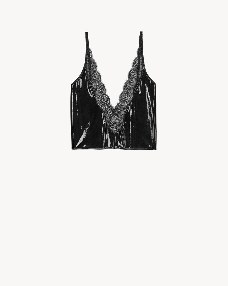 LACED TANK TOP IN SILICONE-COATED SILK JERSEY 1