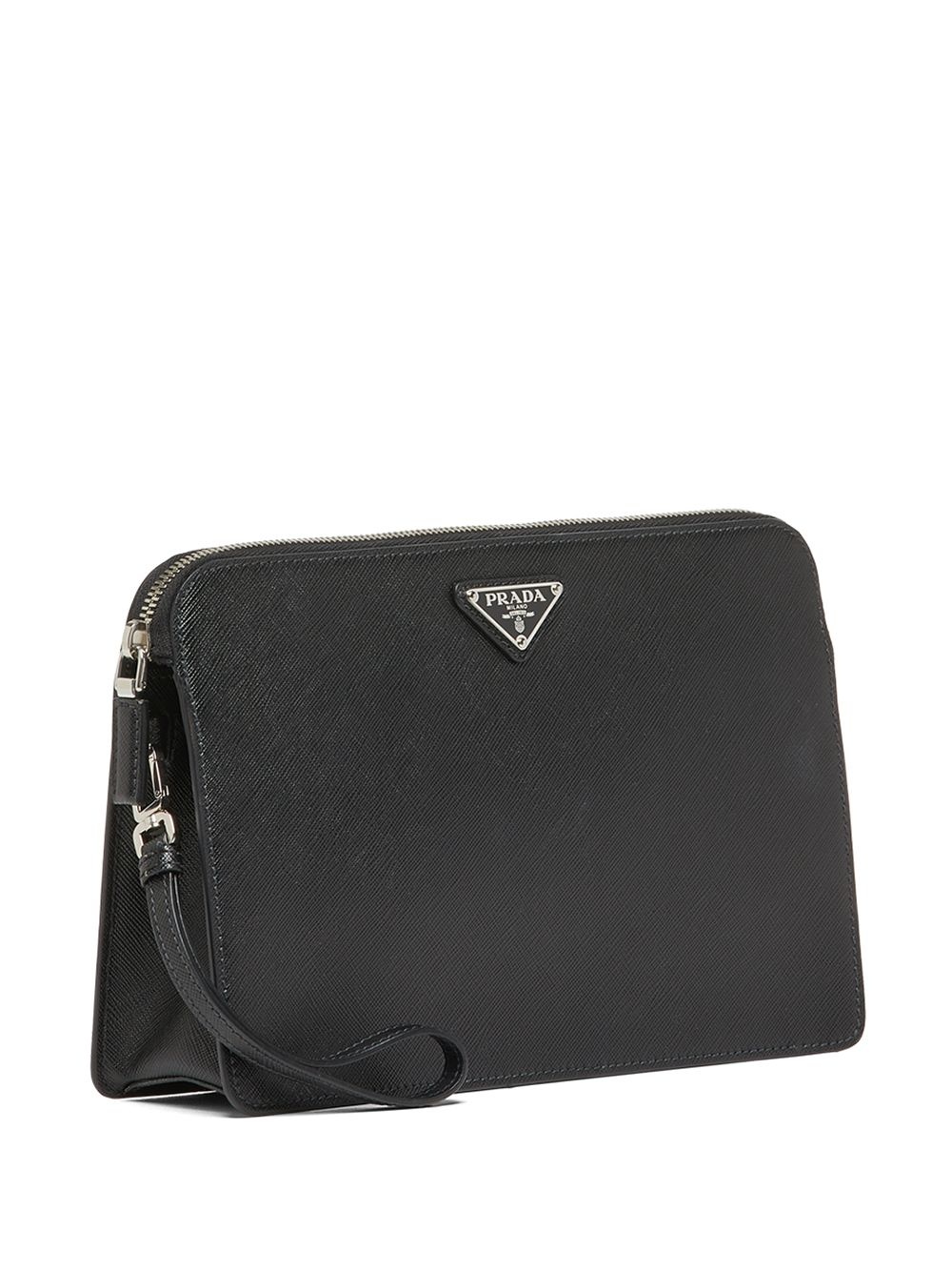 logo plaque saffiano clutch - 3