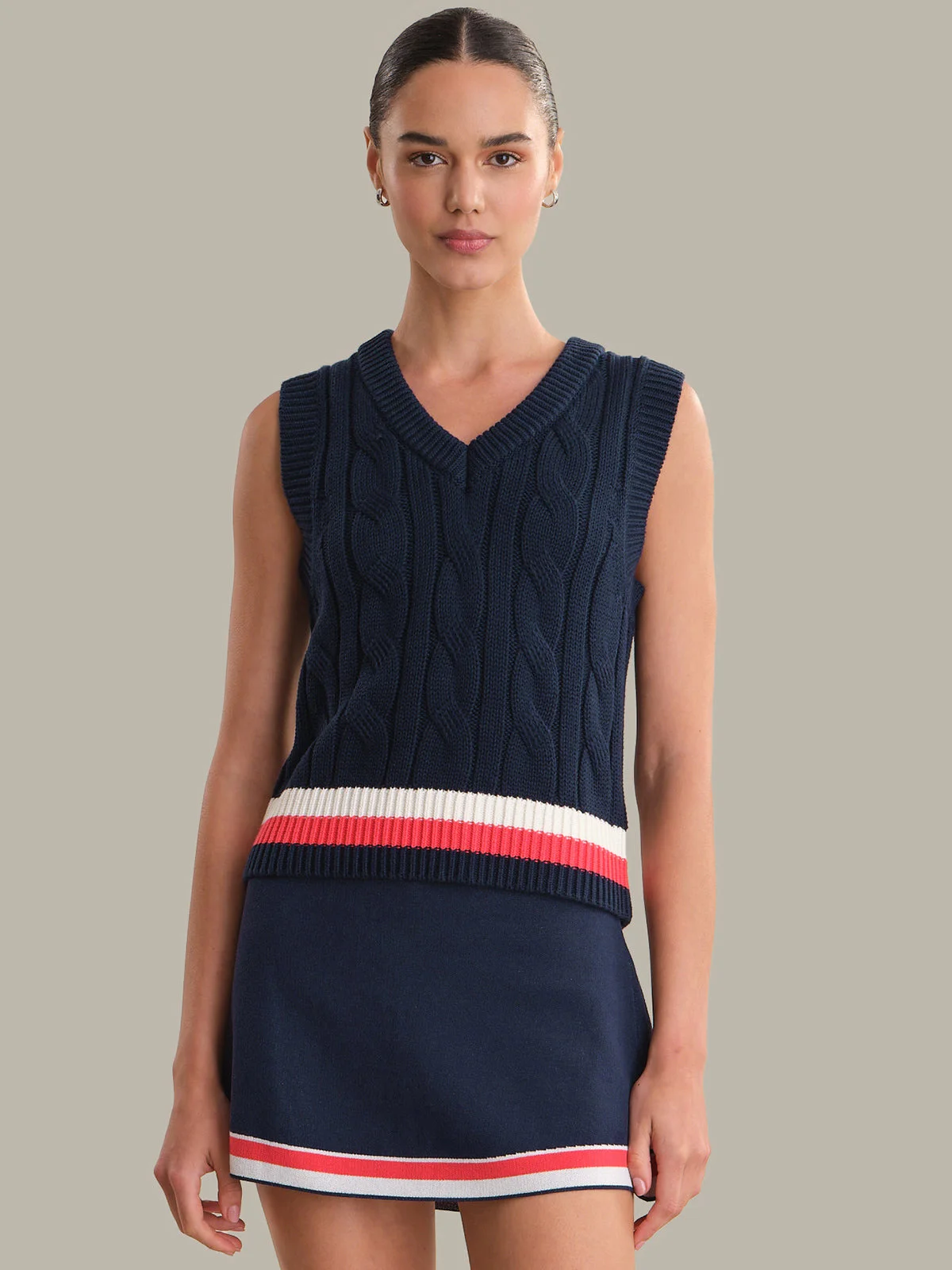 Devon: Cable Knit Sweater Vest - 1