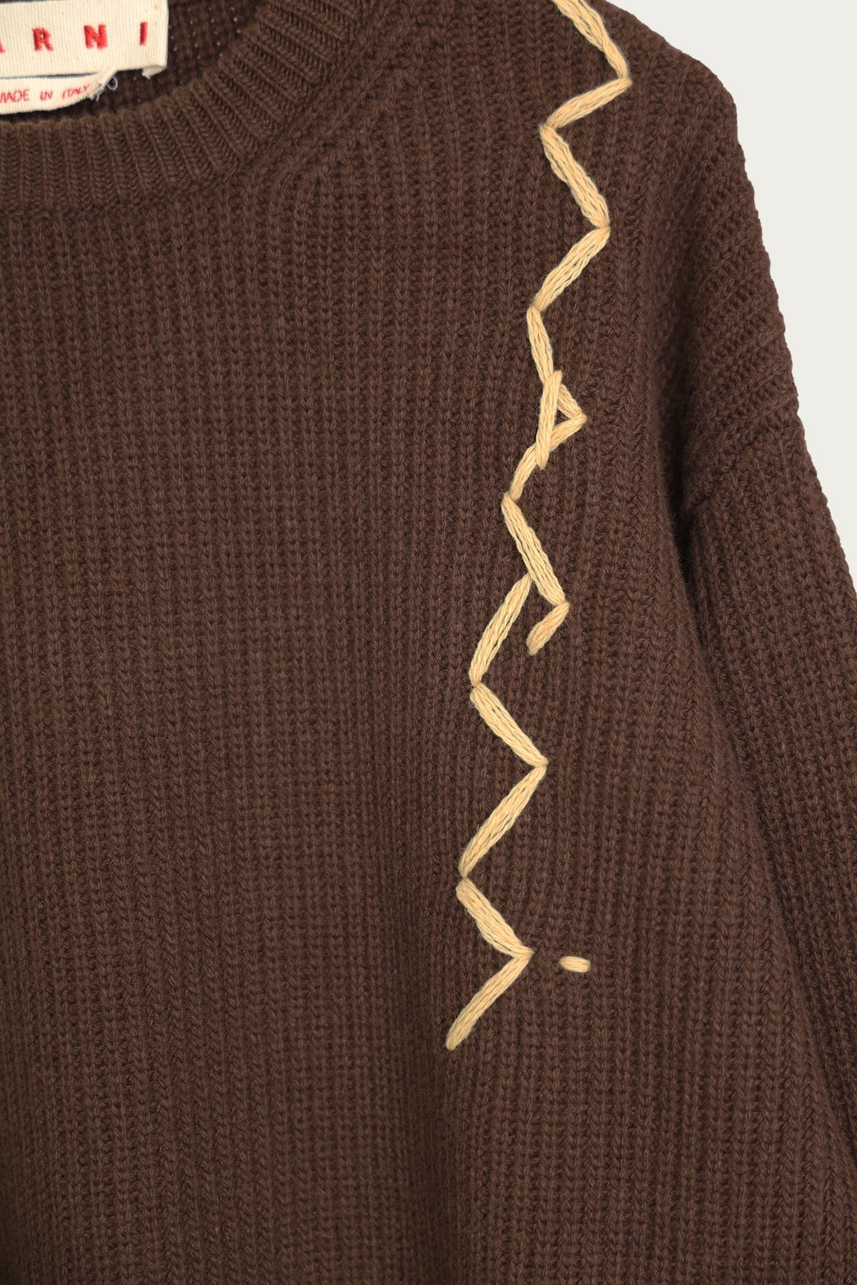 Embroidered Logo Roundneck Sweater - Moca - 2