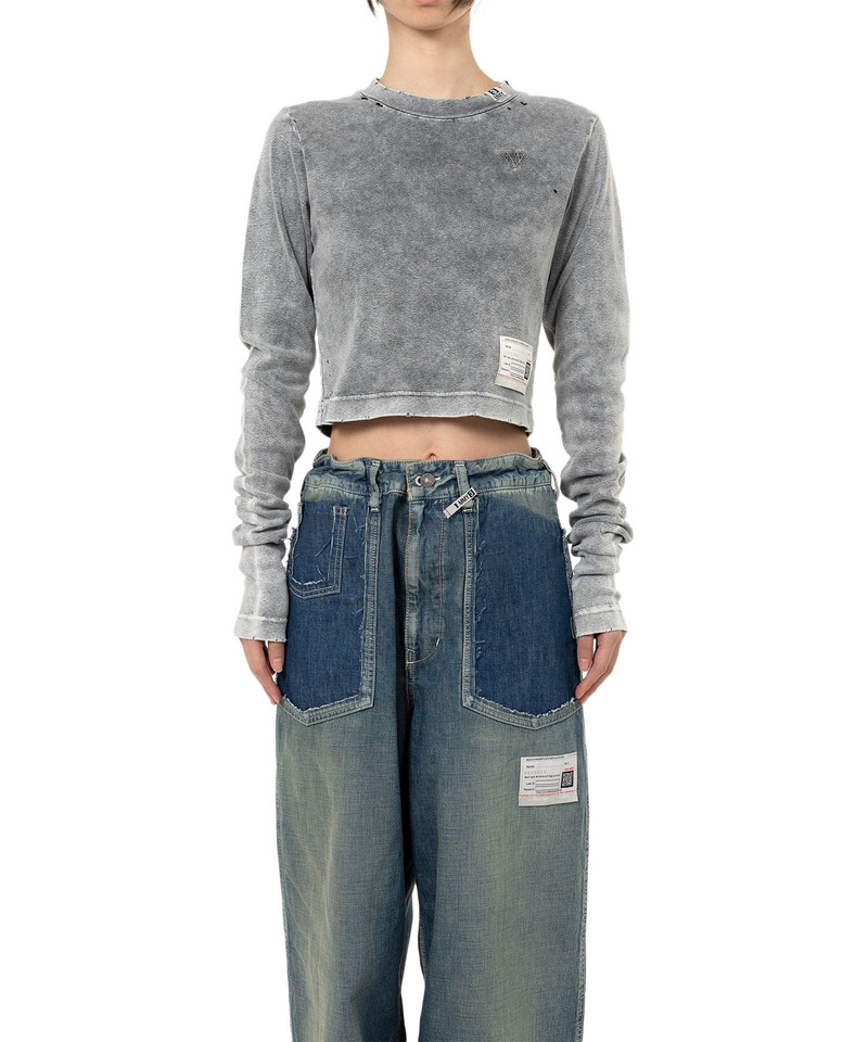 Bleached Cropped Long Sleeve T-shirt 10