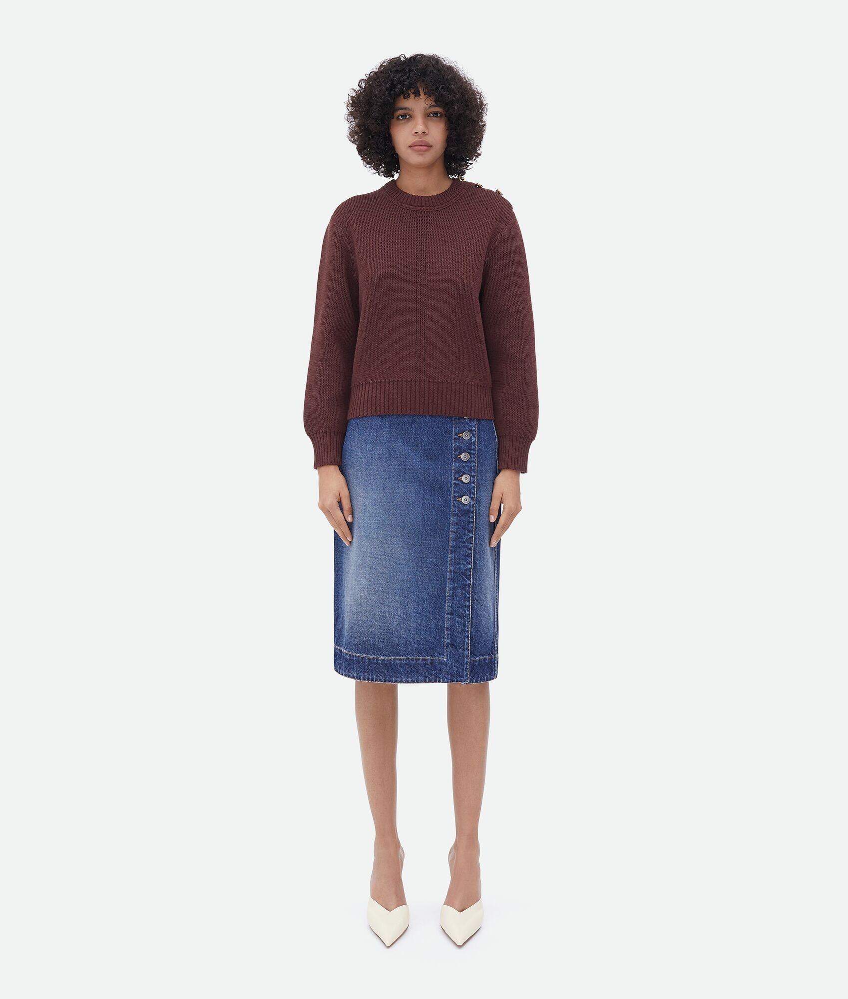 wool jumper with metal knot buttons - 1