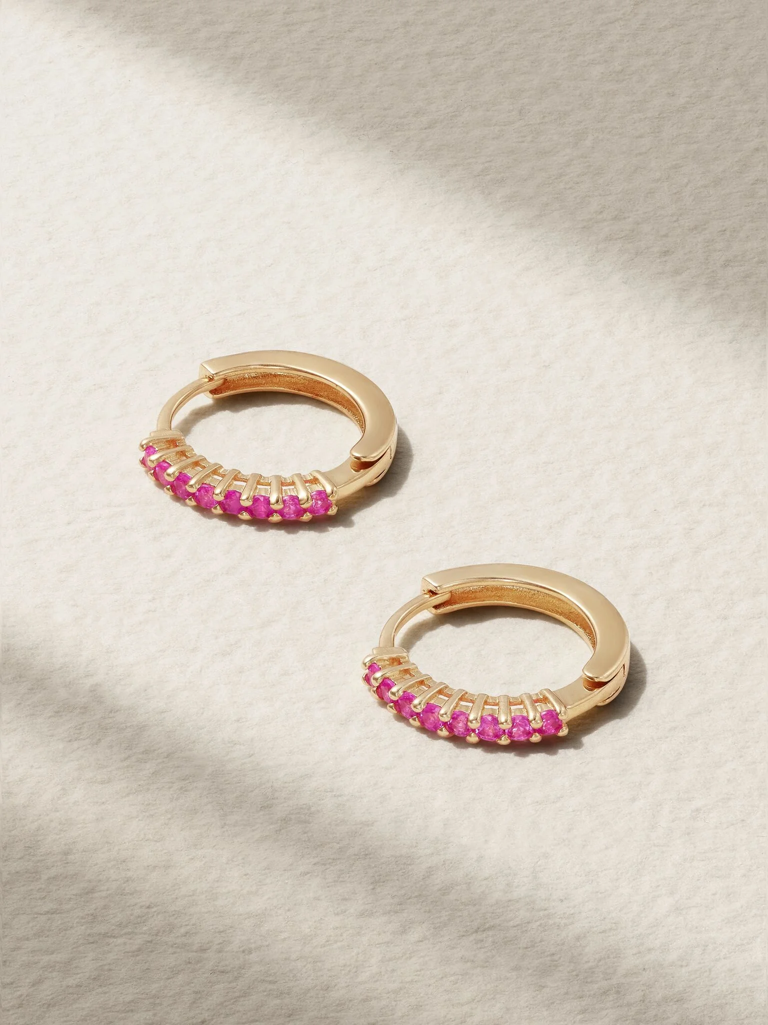 14-karat gold sapphire hoop earrings Red - 1