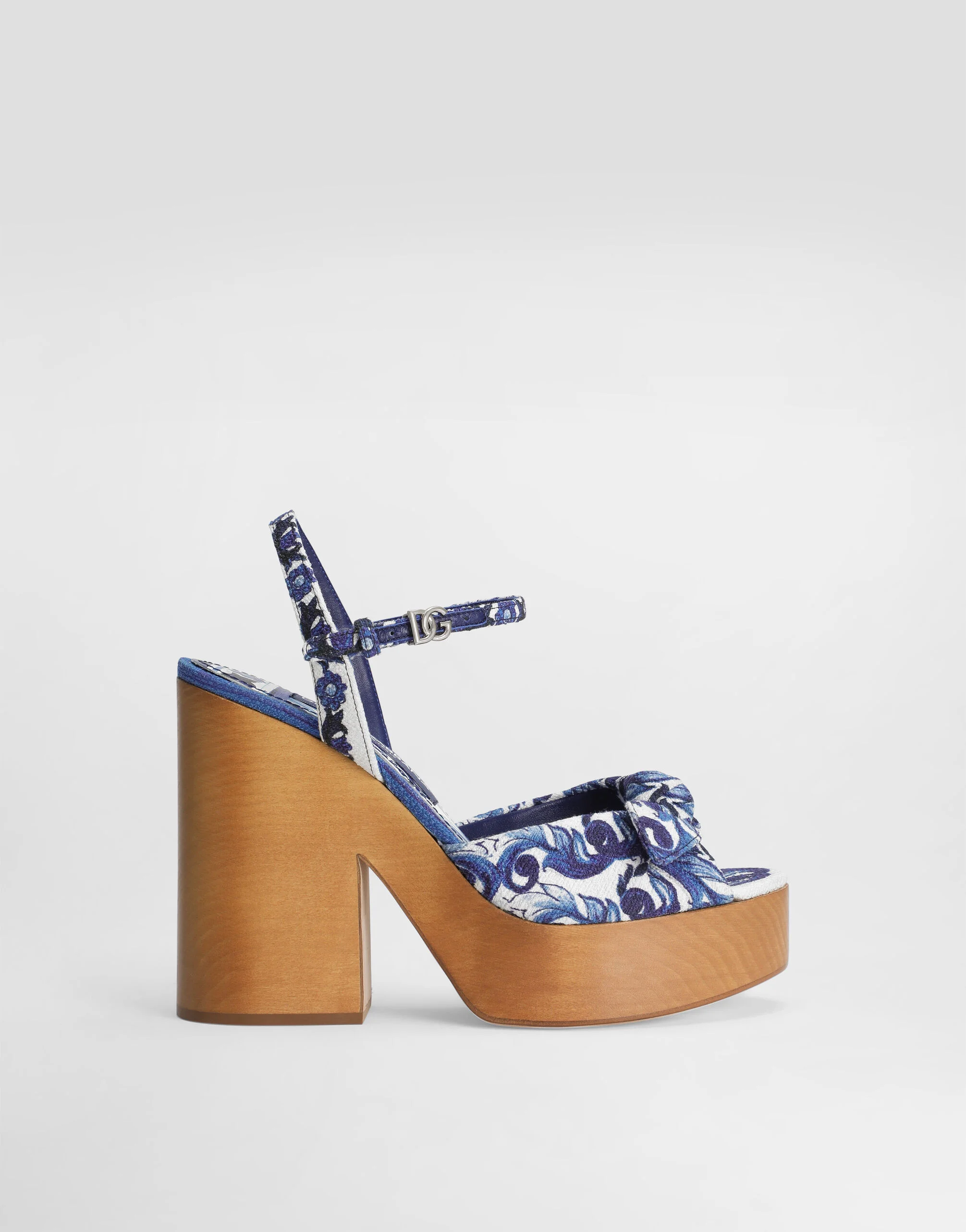 Majolica-print wedge sandal - 1