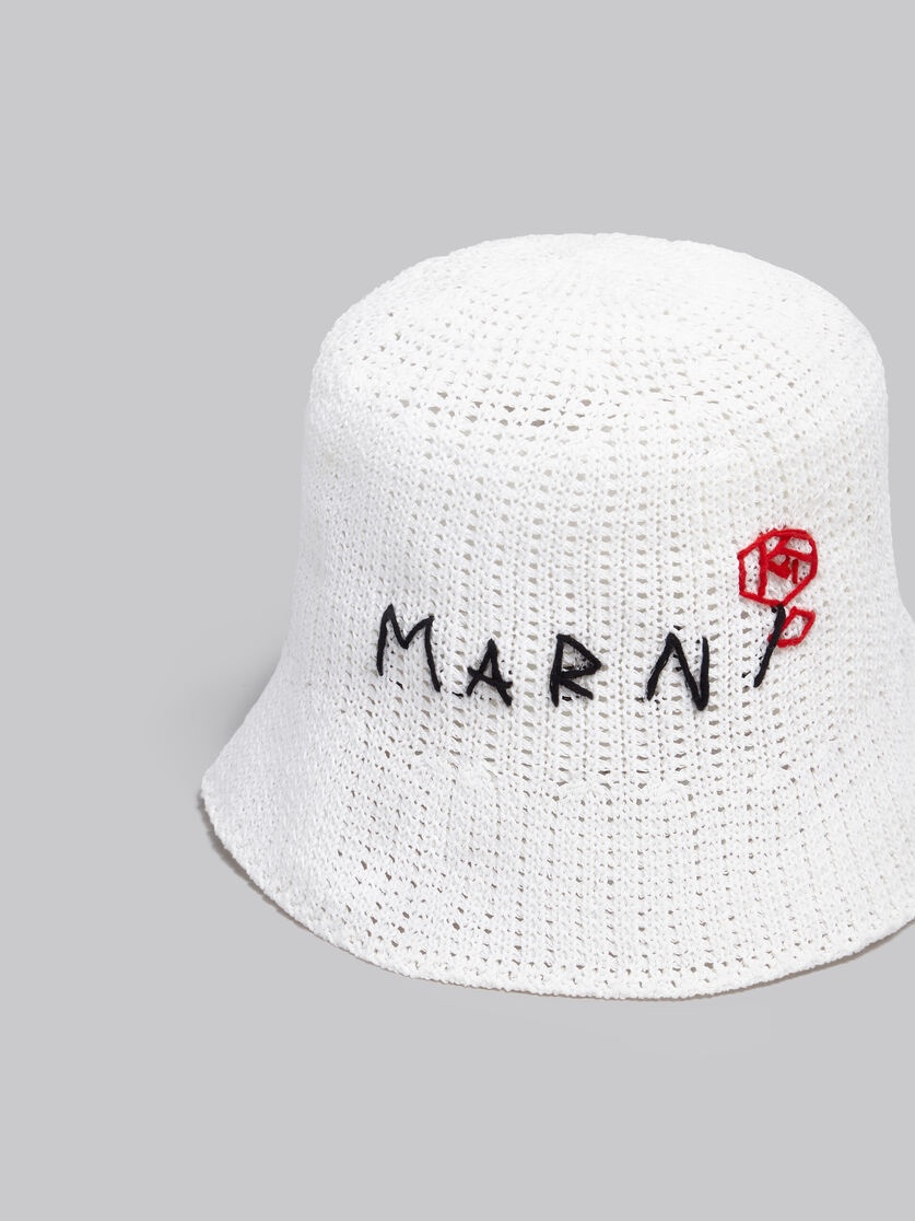 マルニ Marni Cotton Hat Marni WHITE COTTON CROCHET HAT WITH MARNI MENDING | REVERSIBLE