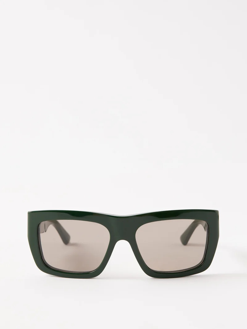 Bottega Veneta Eyewear Cat-Eye Croc-effect Sunglasses - Green