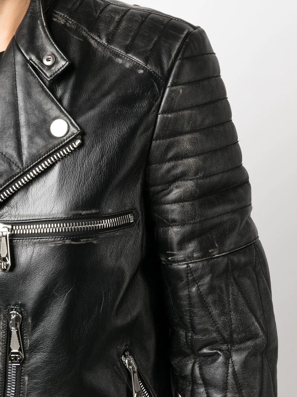zipped biker jacket - 5