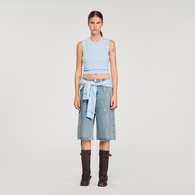Sandro RUFFLED CROPPED SWEATER outlook