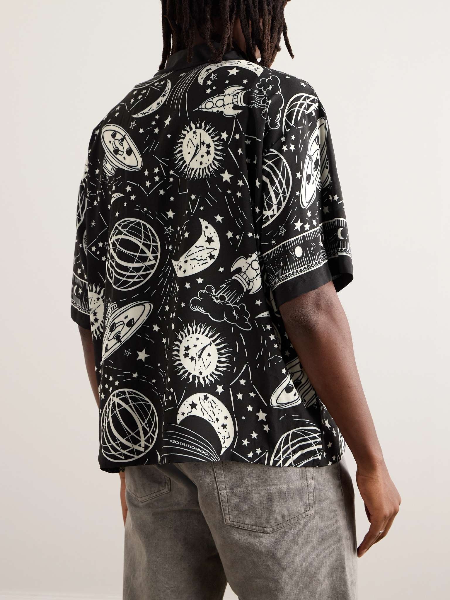 Cosmic Camp-Collar Printed Matte-Satin Shirt - 3