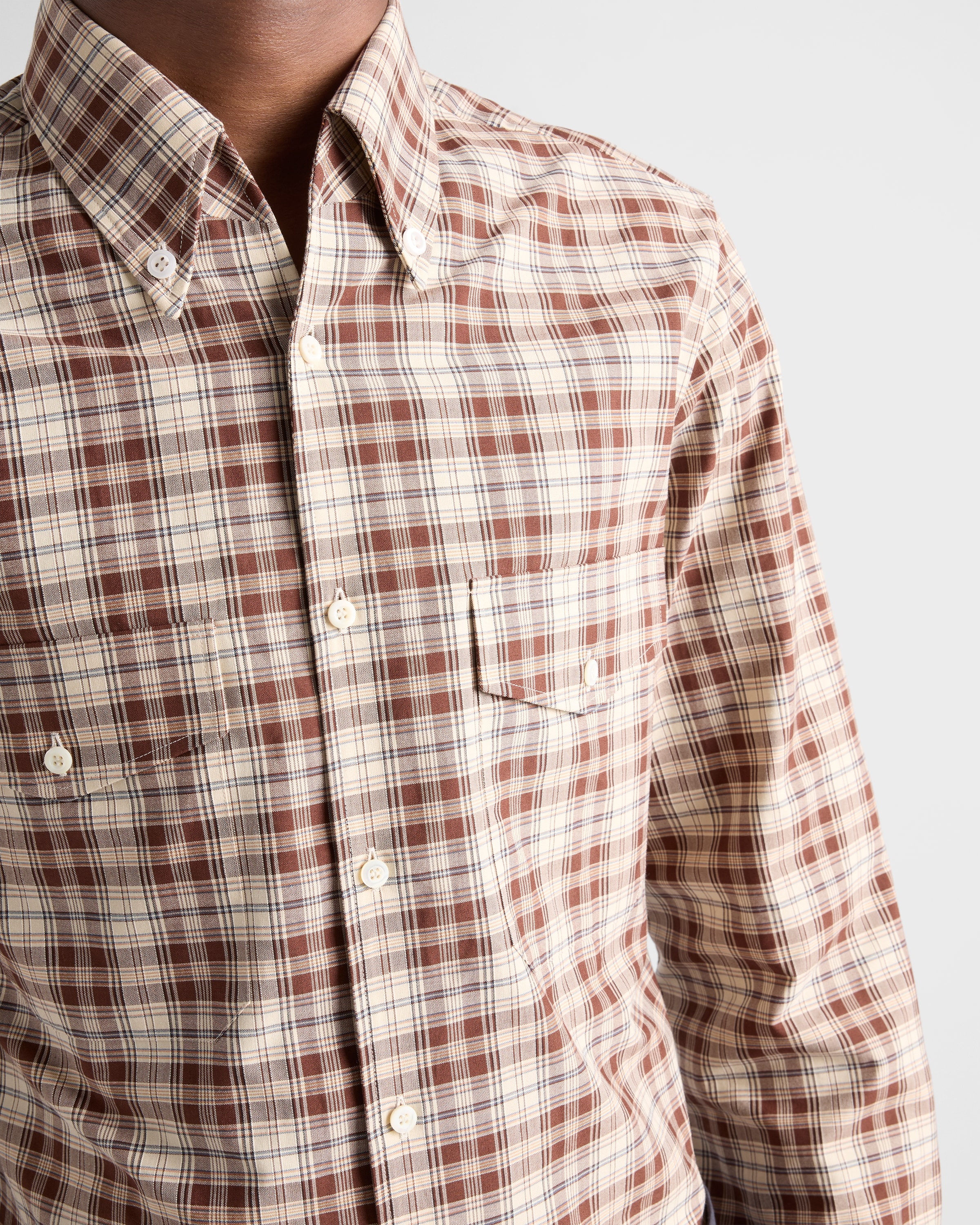 Checked cotton button-down shirt - 4