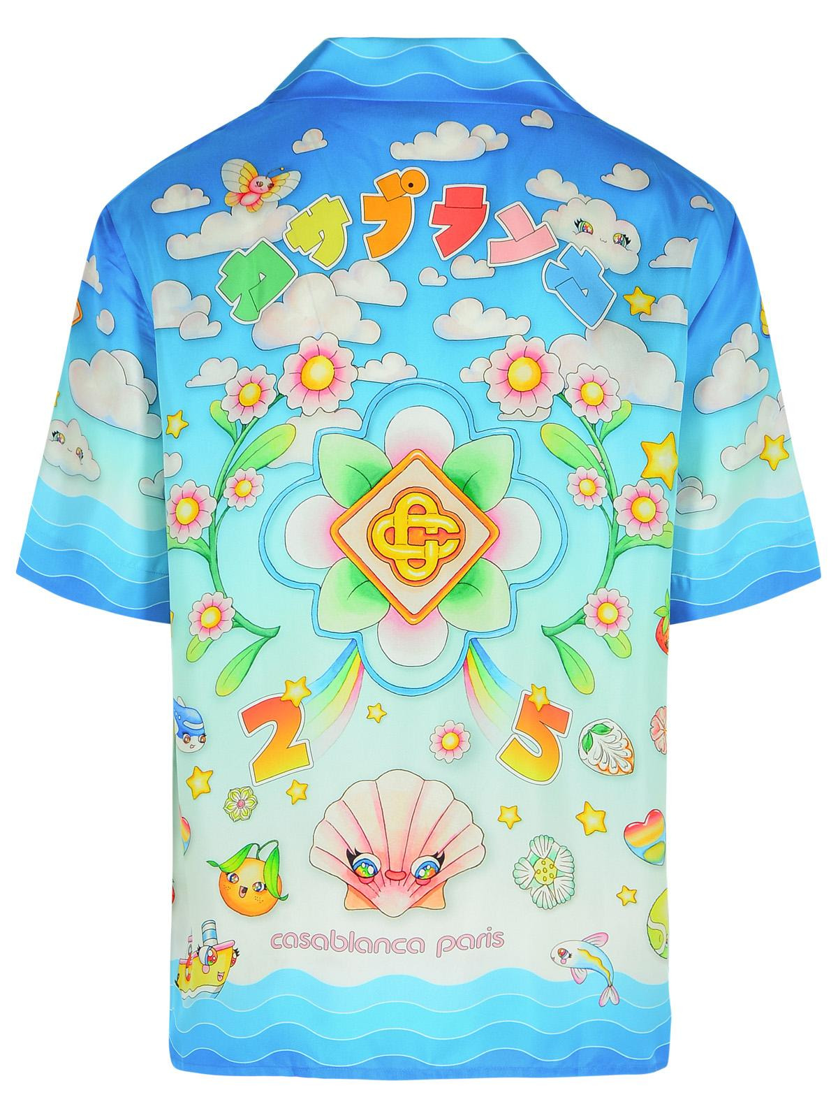 Casablanca 'Kawaii' Light Blue Silk Shirt Men - 3