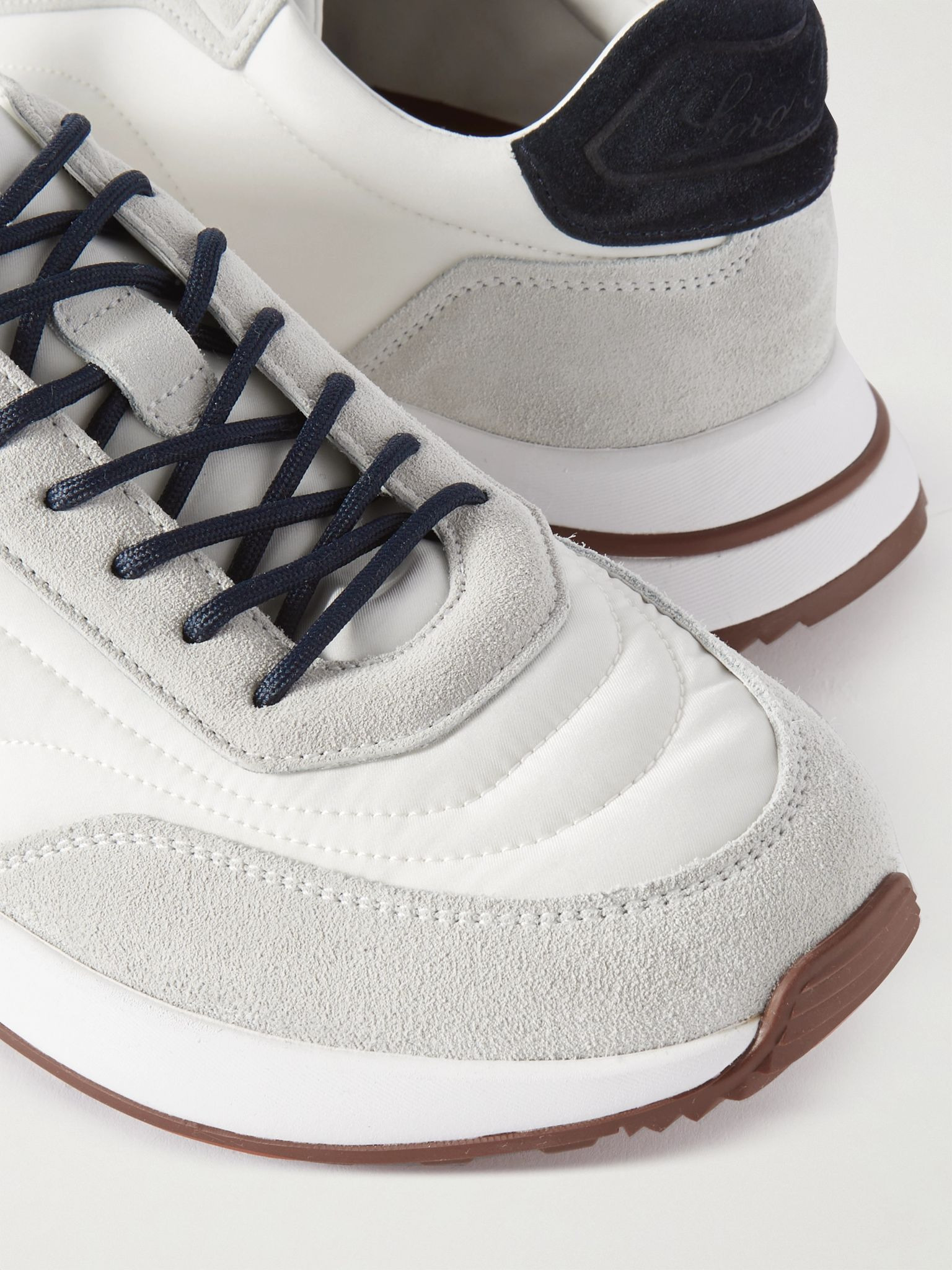 Weekend Walk Suede-Trimmed Shell Sneakers White - 6