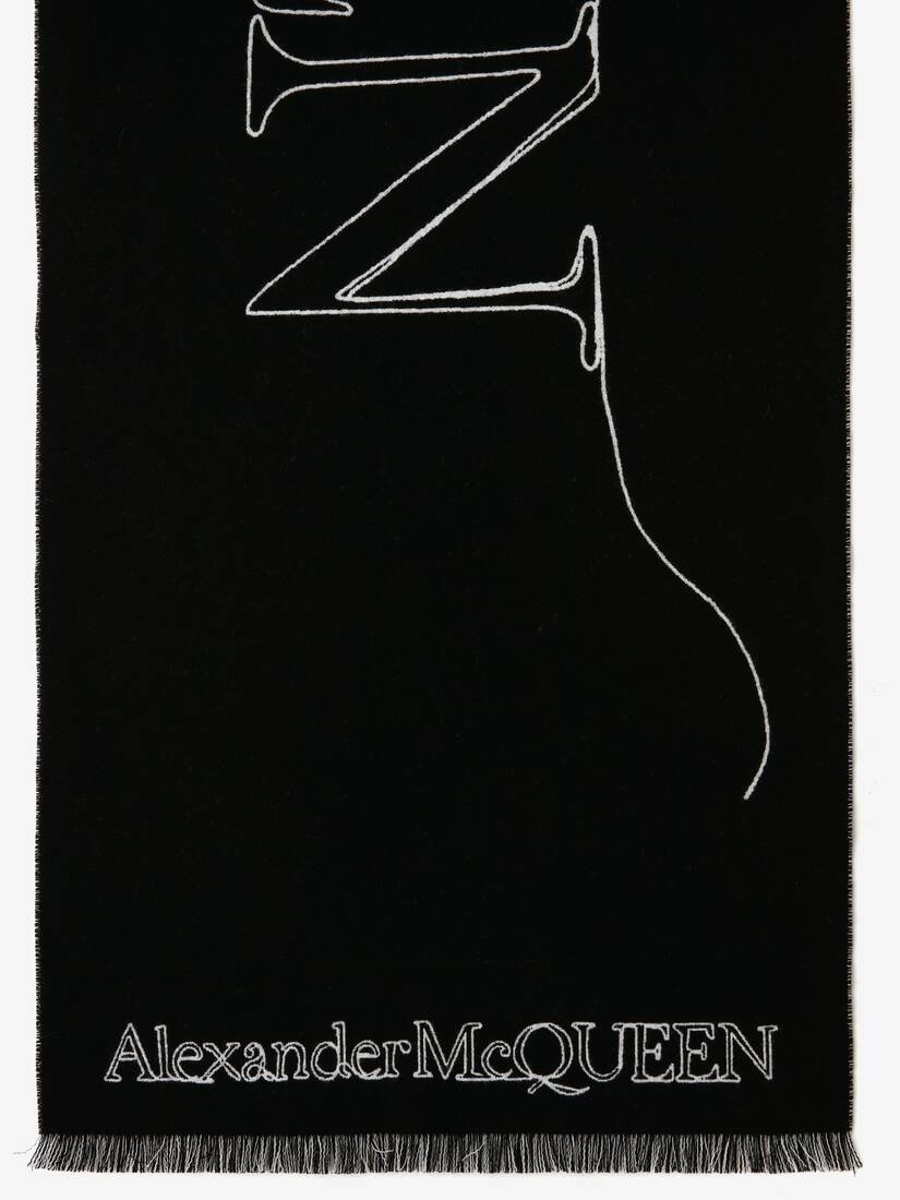 Mcqueen Thread Scarf in Black/ivory - 4
