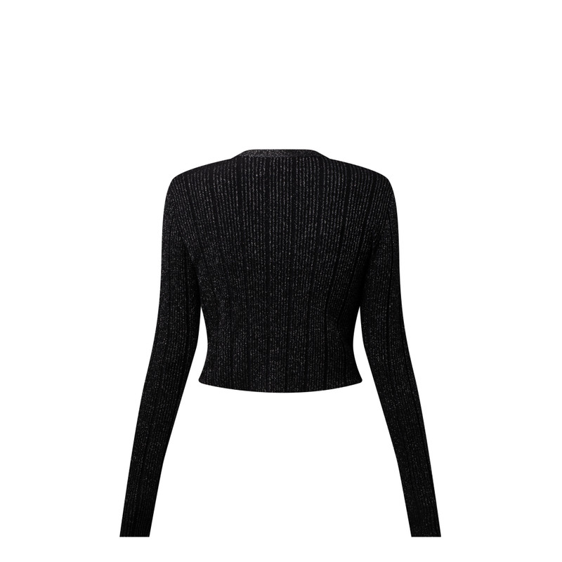 Cropped Rib-Knit Lurex Cardigan 3