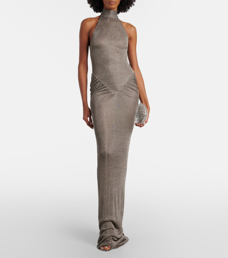 THE NEW ARRIVALS ILKYAZ OZEL Cass ruched semi-sheer maxi dress outlook