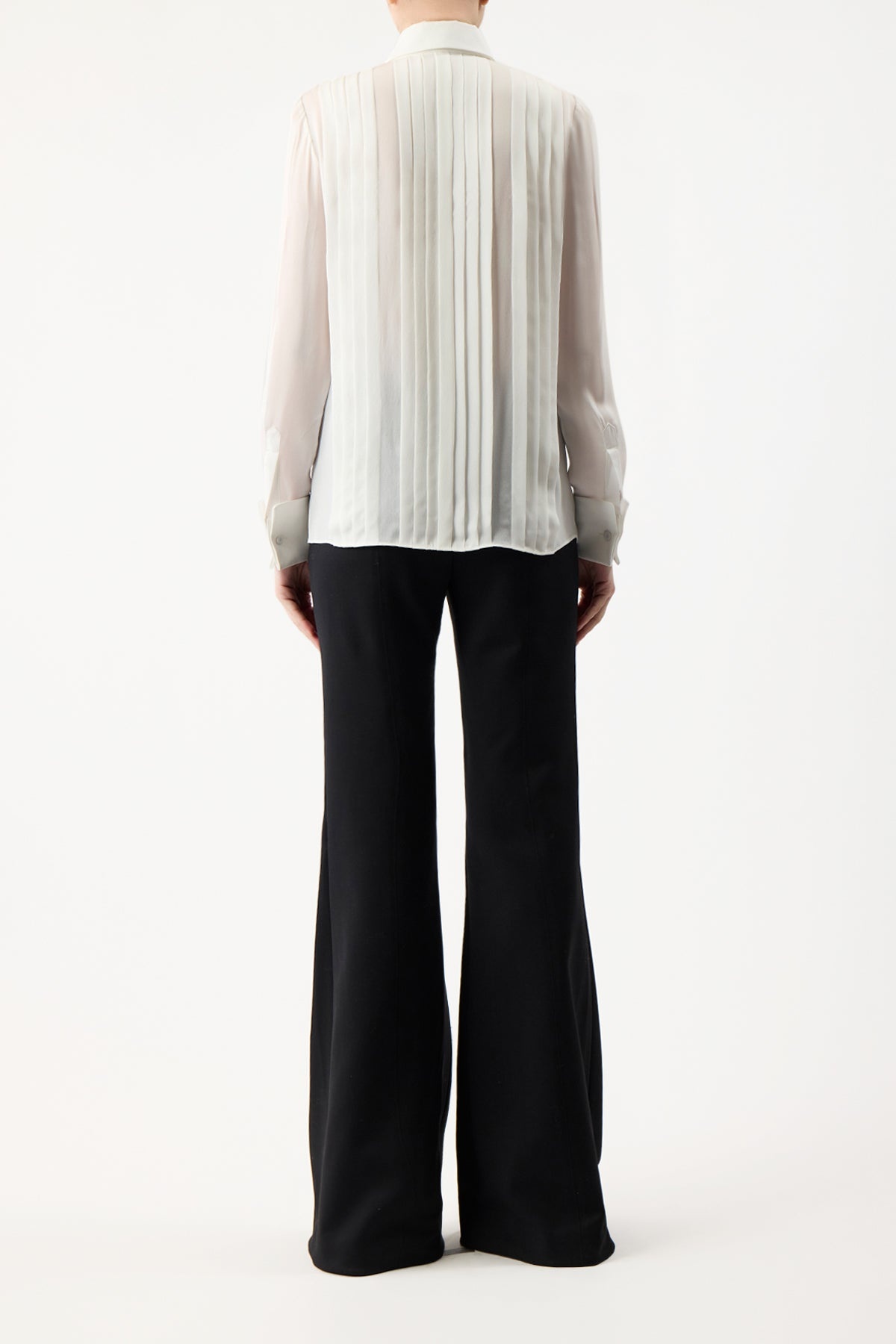 Aime Shirt in Ivory Silk Georgette Twill - 3