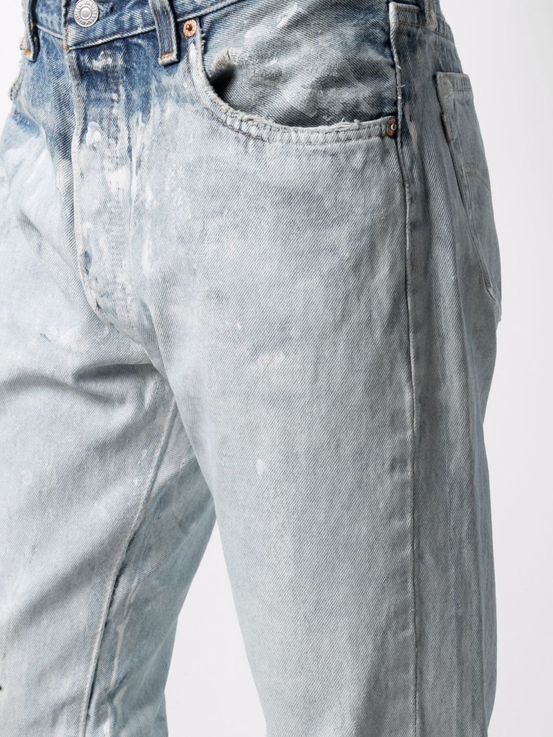 mid-rise straight-leg bleached jeans 5