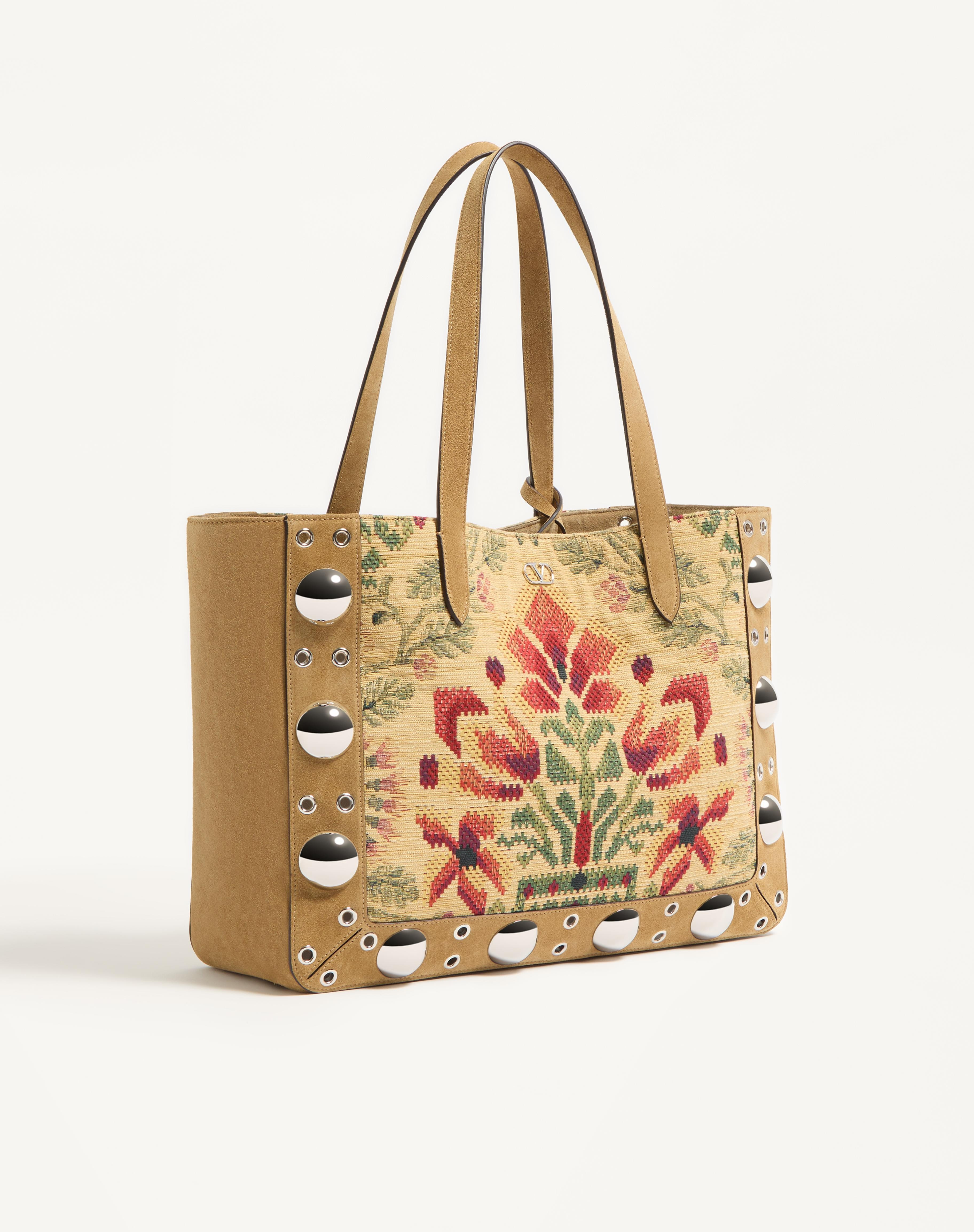 VALENTINO GARAVANI NELLCÔTE MEDIUM SHOPPING BAG IN JACQUARD FABRIC - 3