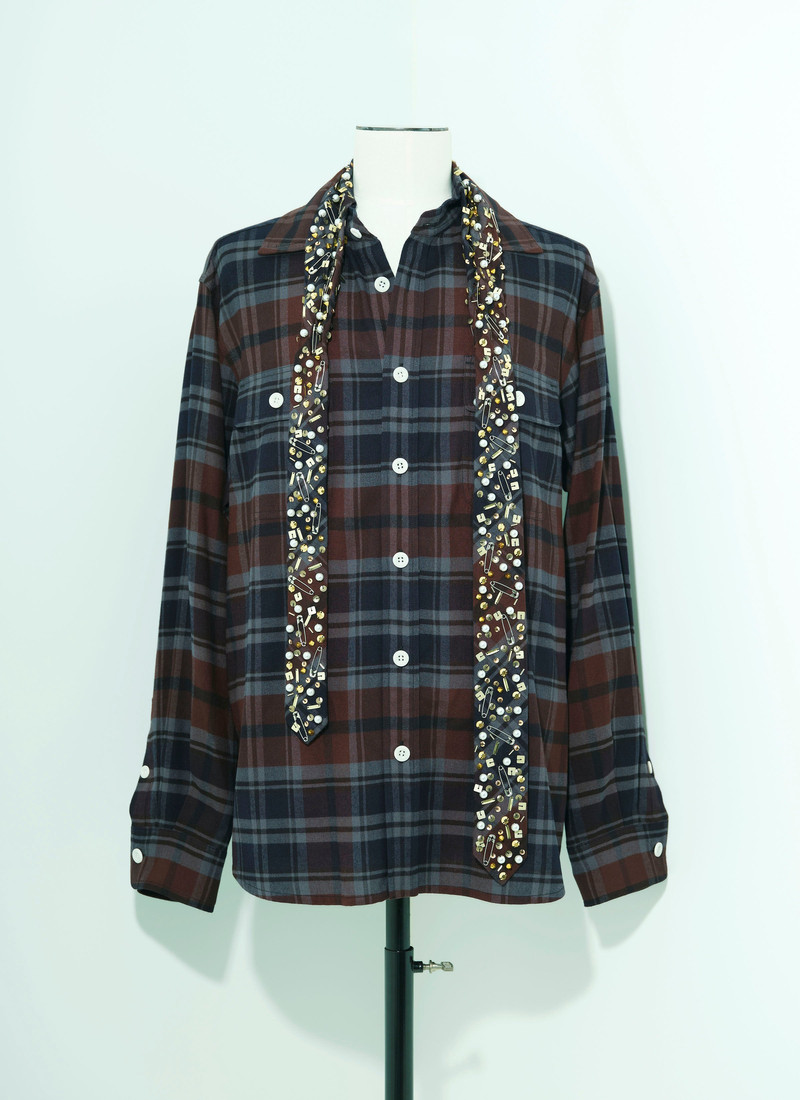 Bijou Embroidery Plaid Flannel Shirt 1