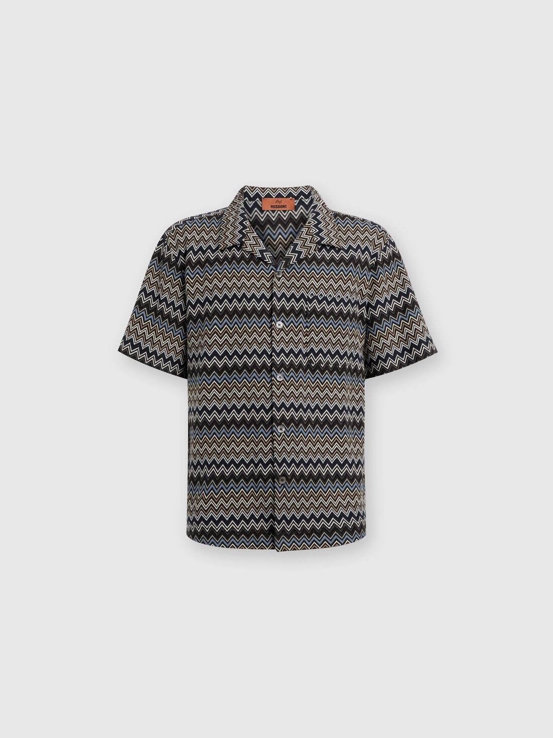 Bowling-cut shirt in zig zag cotton - 1