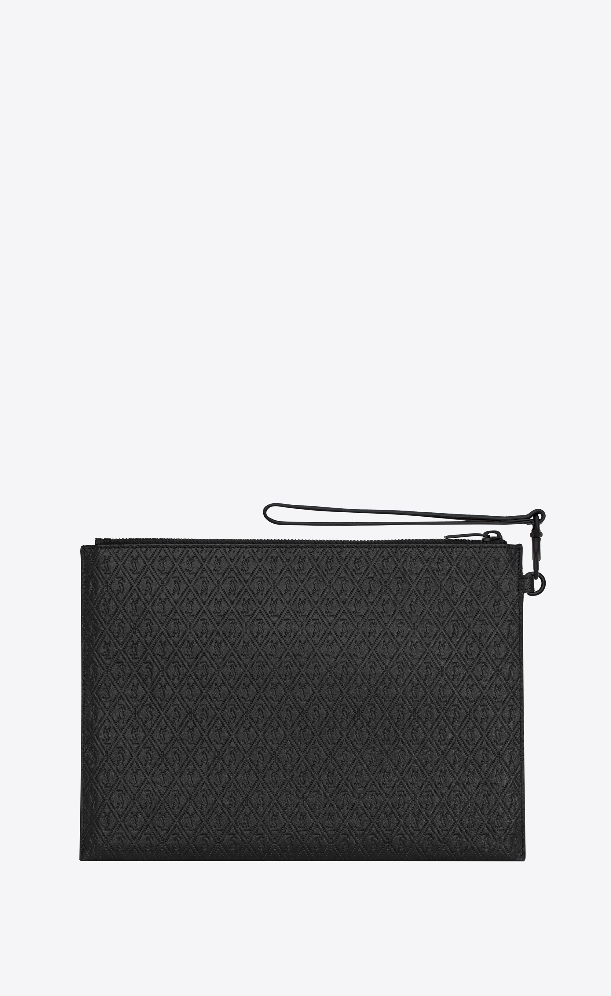 le monogramme zipped tablet holder in saint laurent embossed smooth leather - 2