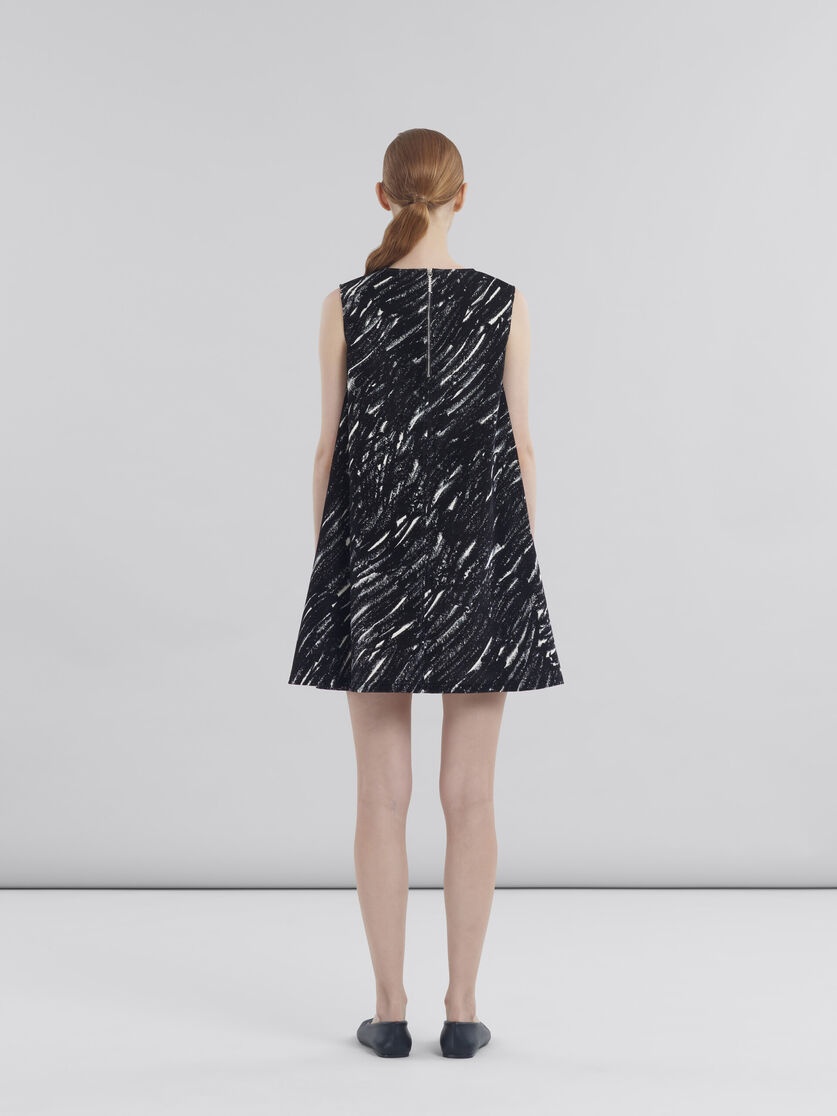 BLACK FLOCKED DENIM FLARED DRESS WITH CRAYON PRINT - 3