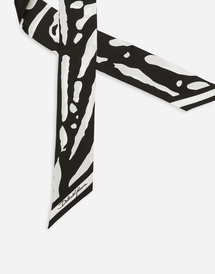 Zebra-print twill headscarf - 2